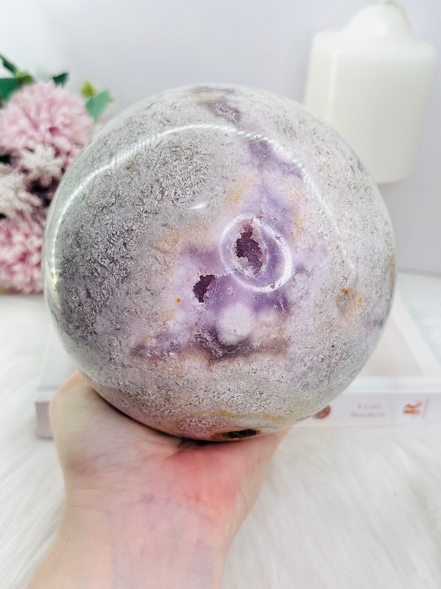 ⚜️ SALE ⚜️ The Queen!!!! Huge 14cm 3.73KG Druzy Pink Amethyst Sphere on Stand From Brazil