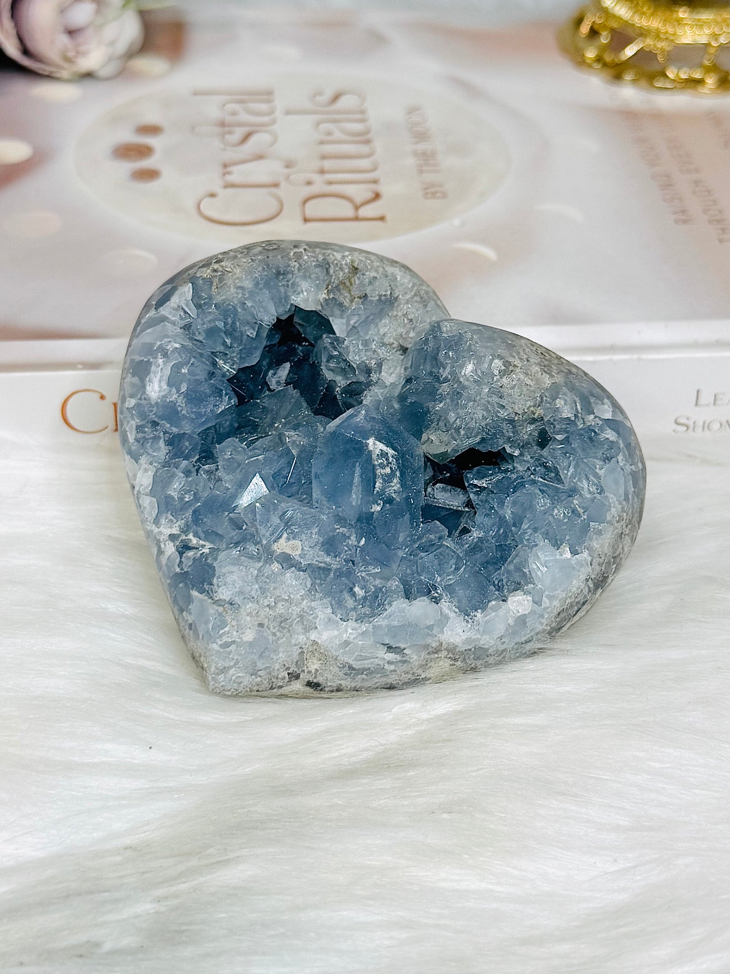 Blue Celestite Druzy Heart 8.5cm 534g