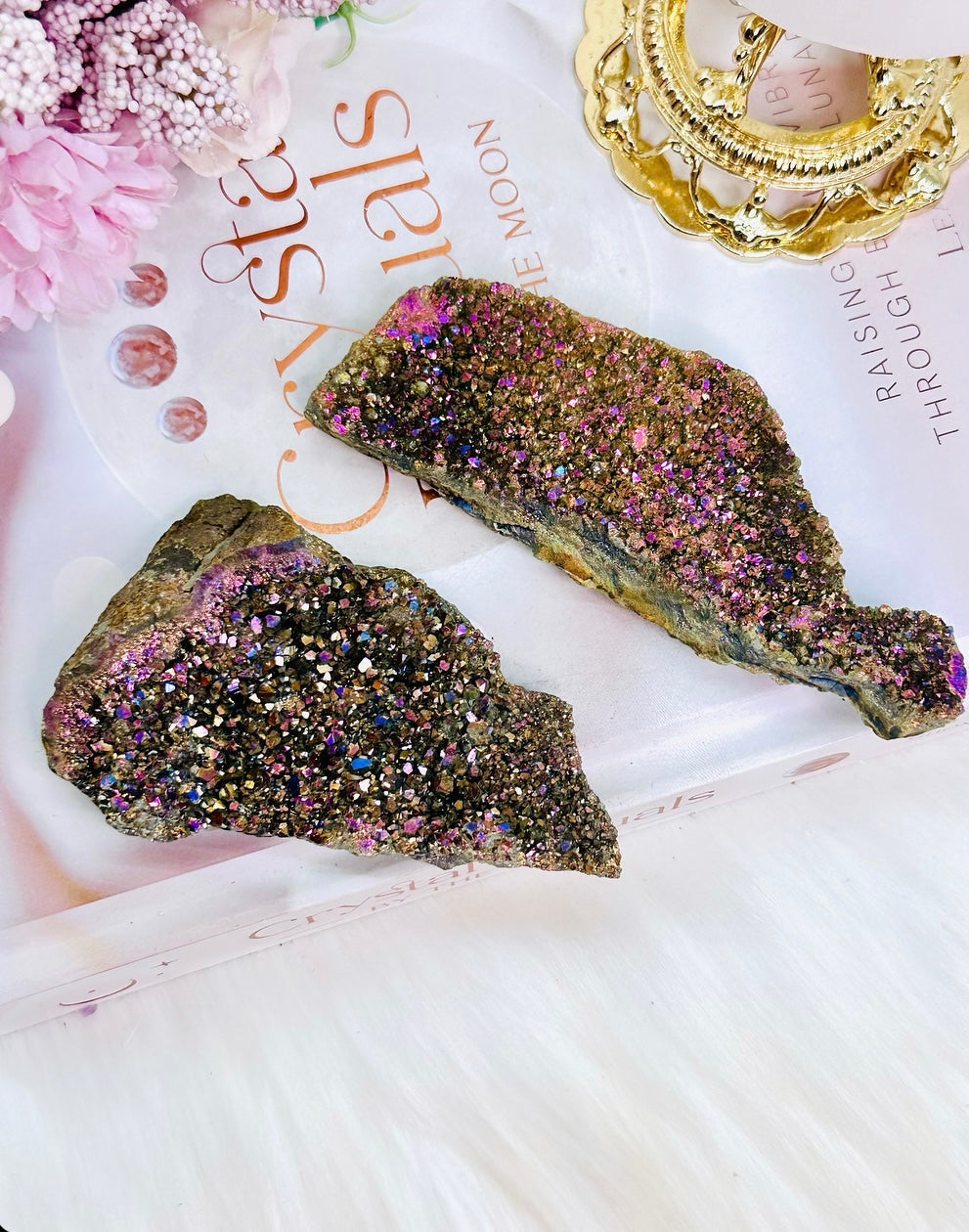 Set of 2 Aura Druzy Sphalerite Slabs