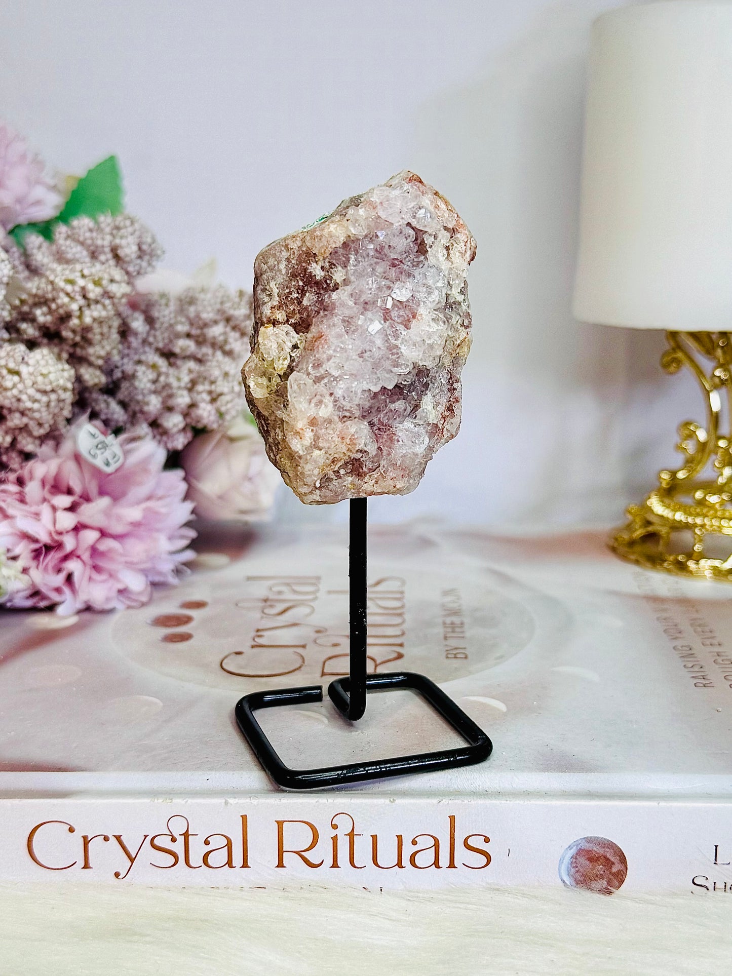 Druzy Pink Amethyst Geode On Stand 10cm