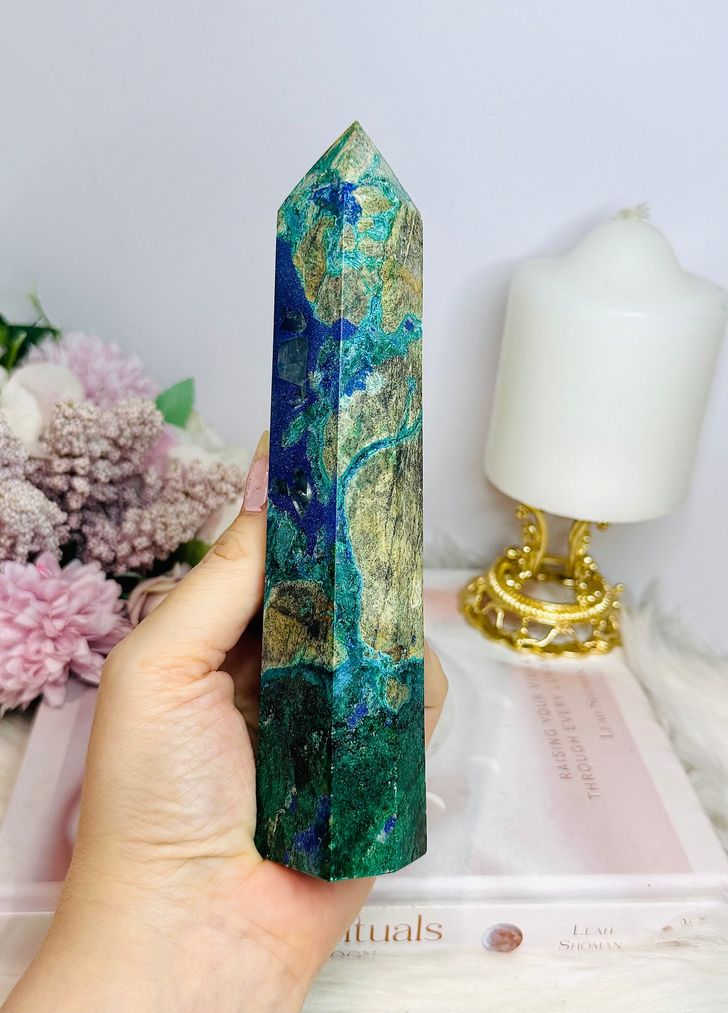Large Azurite Tower 18cm High Grade