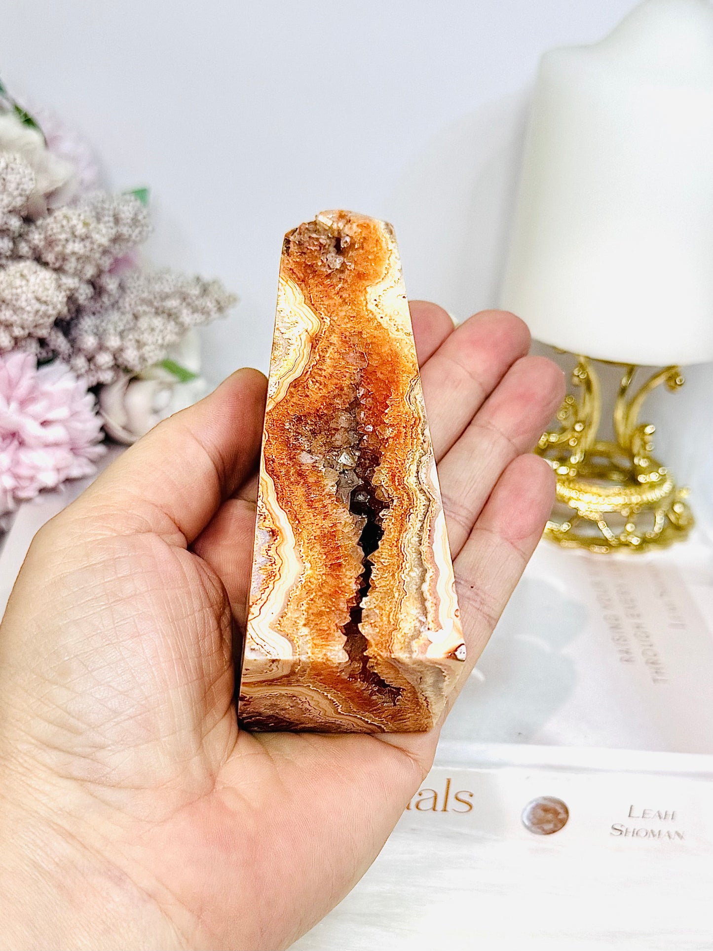 Crazy Lace Mexican Agate Druzy Tower | Obelisk 11.5cm