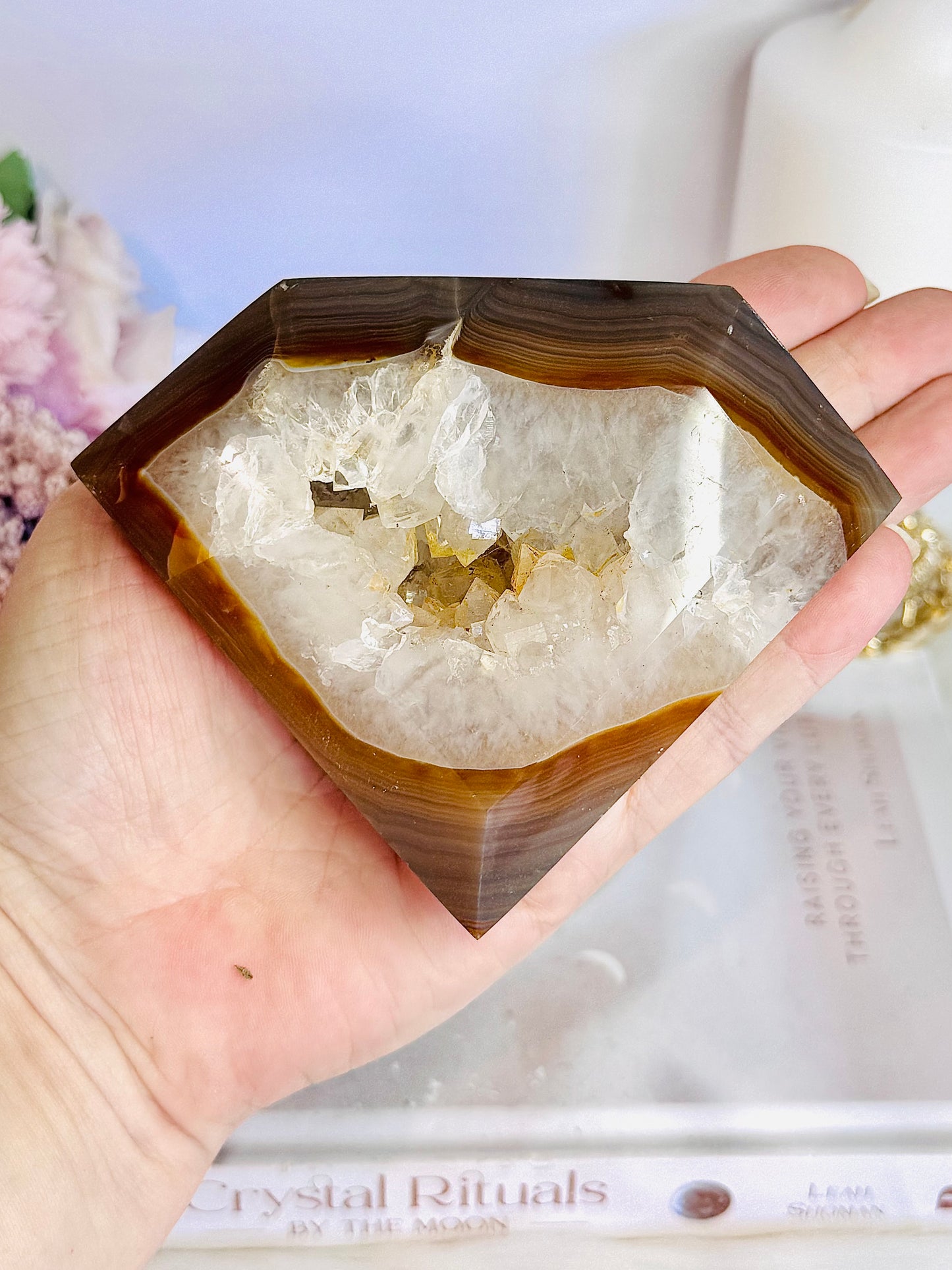Incredible Large Druzy Agate Carving On Stand From Brazil 13.5cm