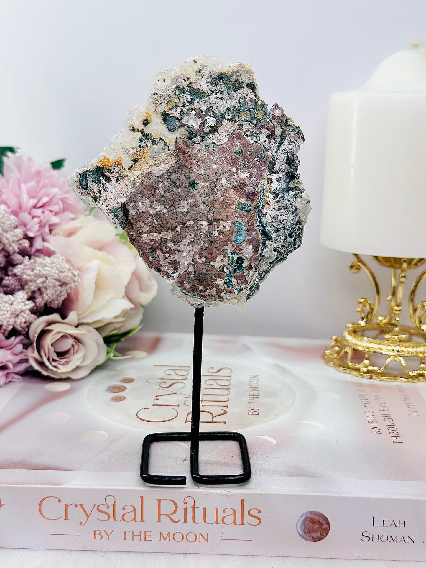 Natural Zeolite | Flower Amethyst Slab on Stand 14cm