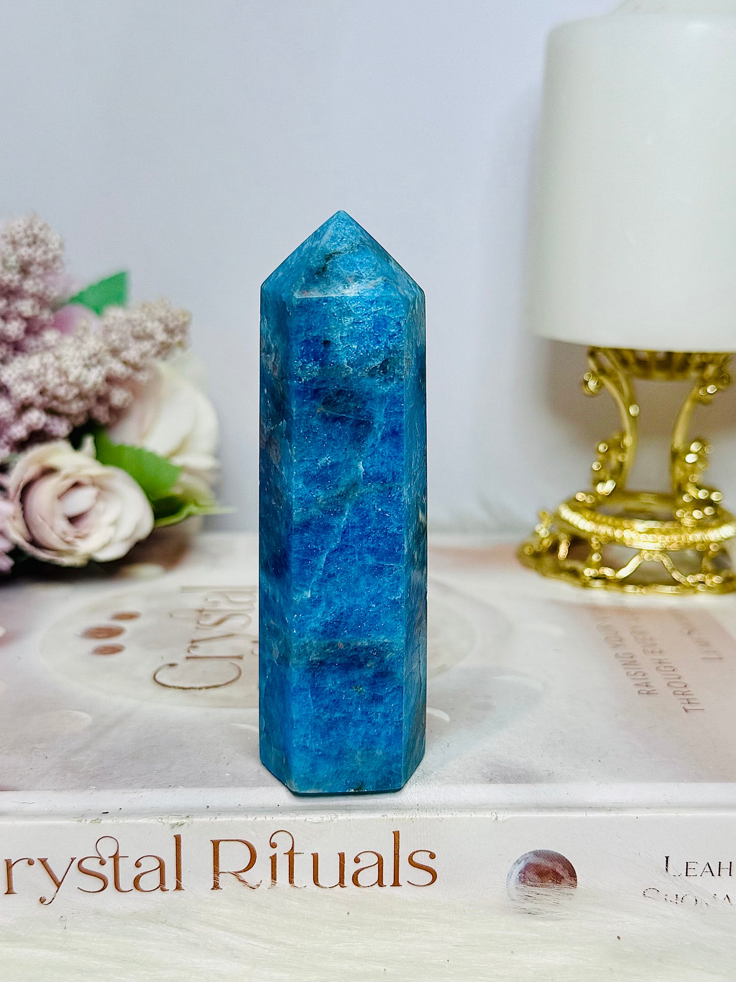 High Grade Chunky Blue Apatite Tower 9.5cm