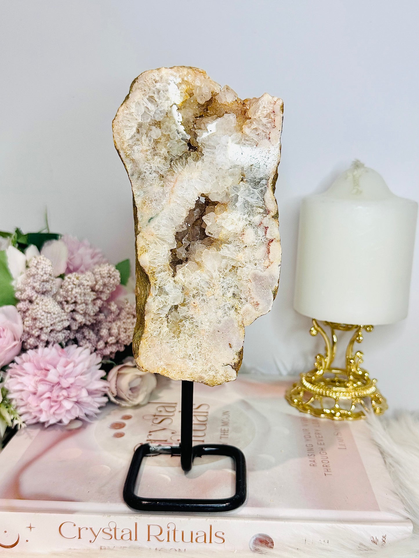 Druzy Pink Amethyst Slab On Stand From Brazil Chunky 20cm 685gram
