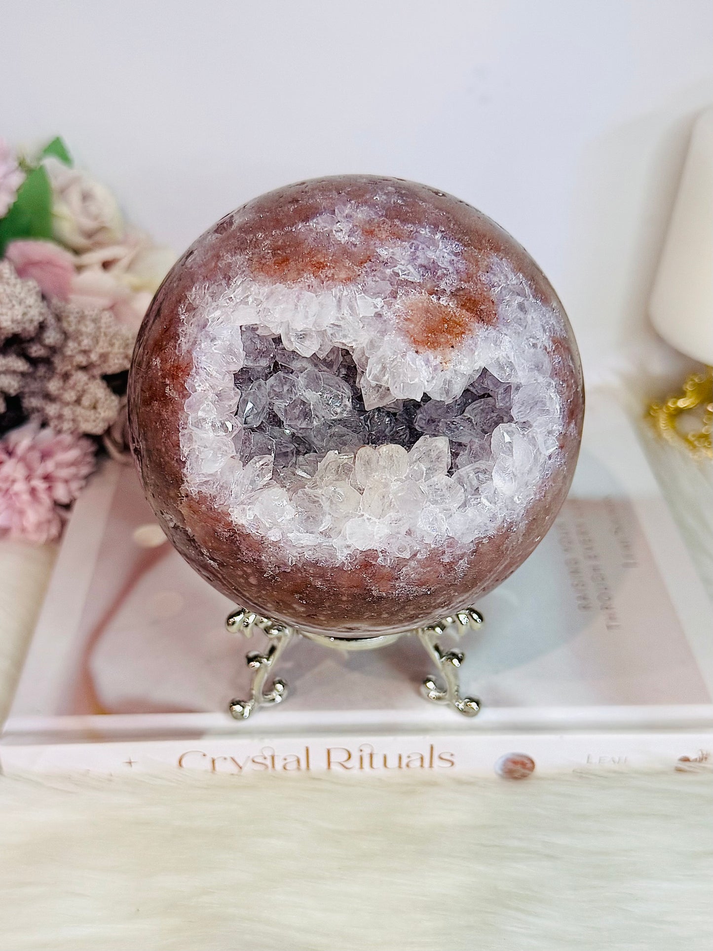 STATEMENT PIECE ~ The Most Spectacular High Grade Classy & Fabulous Huge Druzy Pink Amethyst Sphere From Brazil On Stand