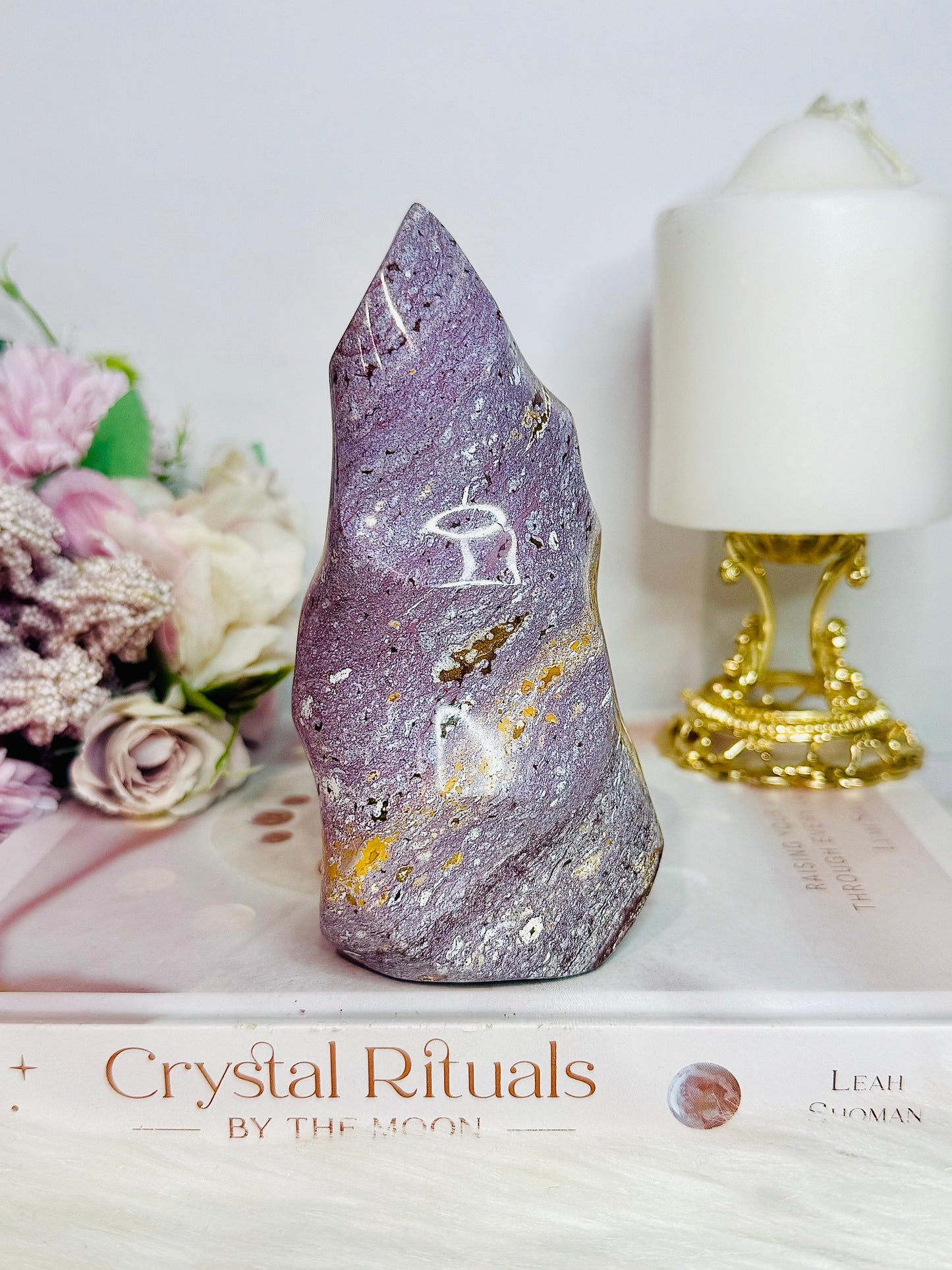 Large Purple Ocean Jasper Carved Flame 540g