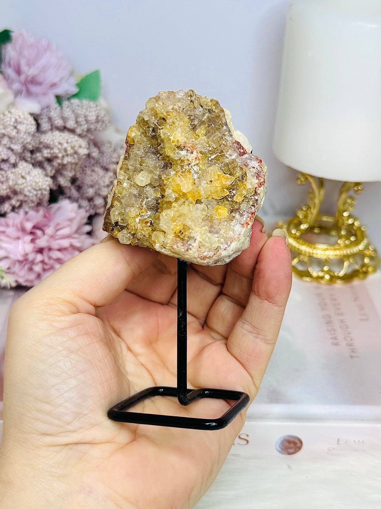 Druzy Pink Amethyst Geode On Stand 11cm
