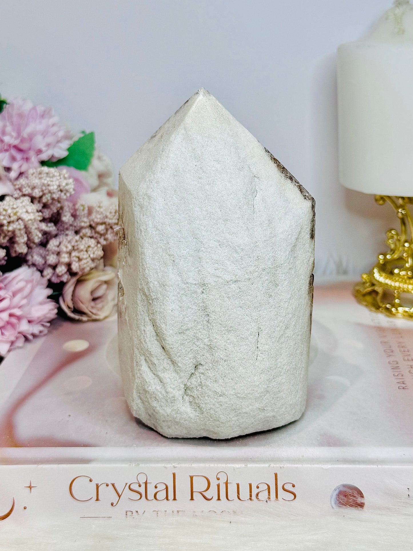 Large Natural Pink Lithium Cluster Tower From Brazil 701g 14cm