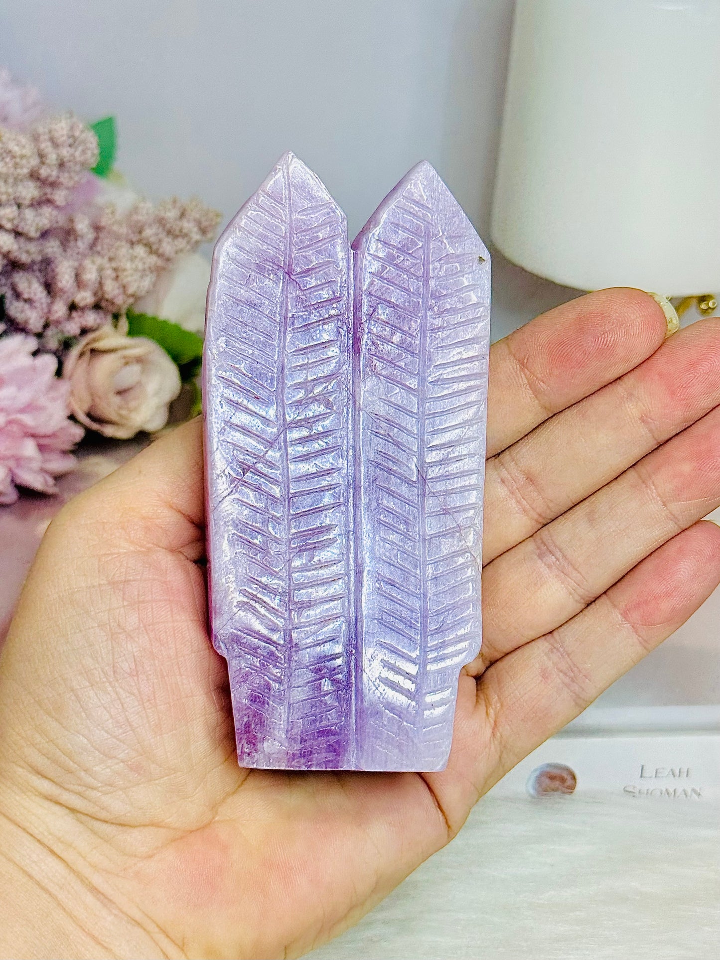 High Grade Kunzite Carved Indian Skull 11cm 242g