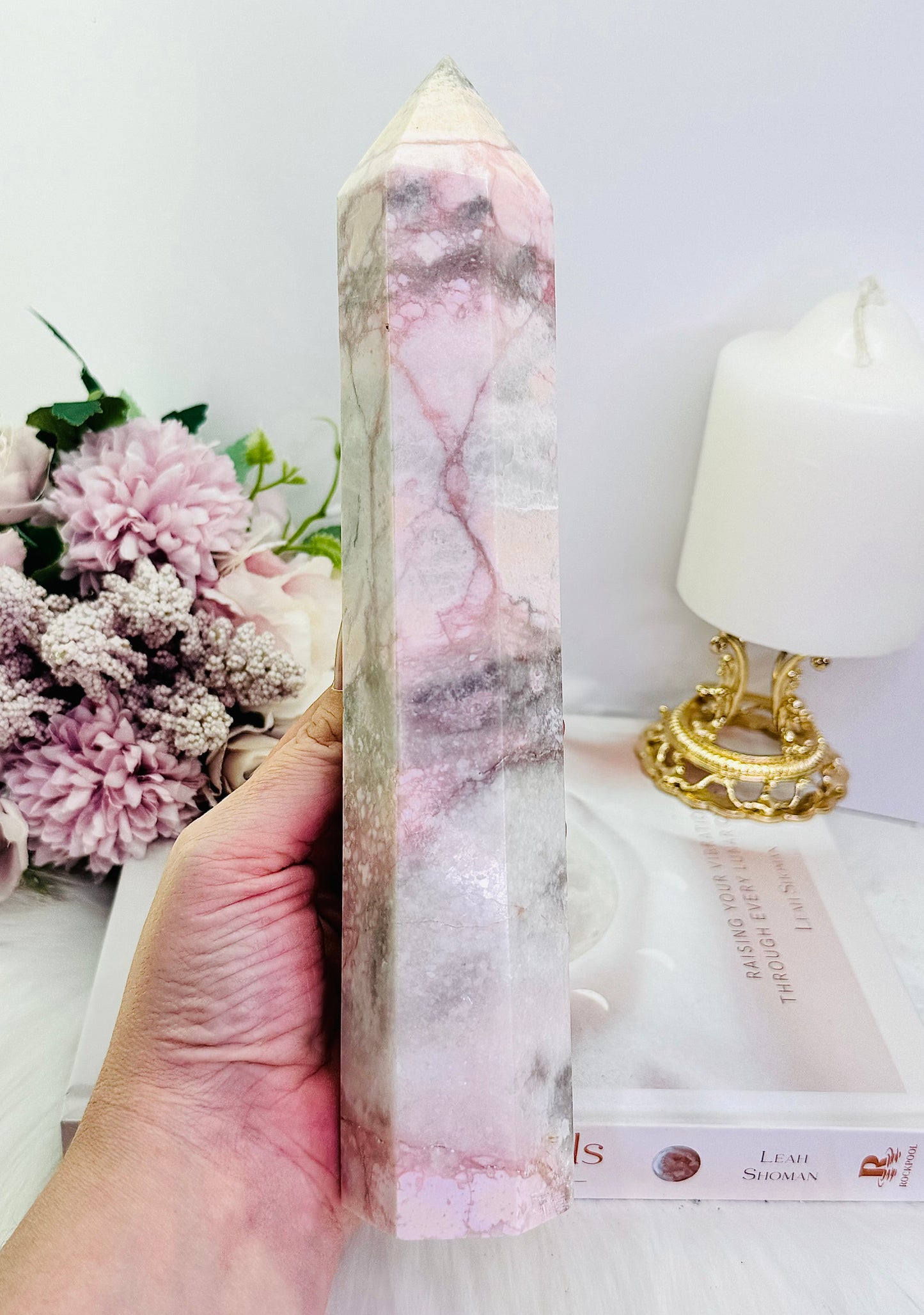 Classy & Absolutely Fabulous Large 24cm Pink Opal Tower Simply Gorgeous