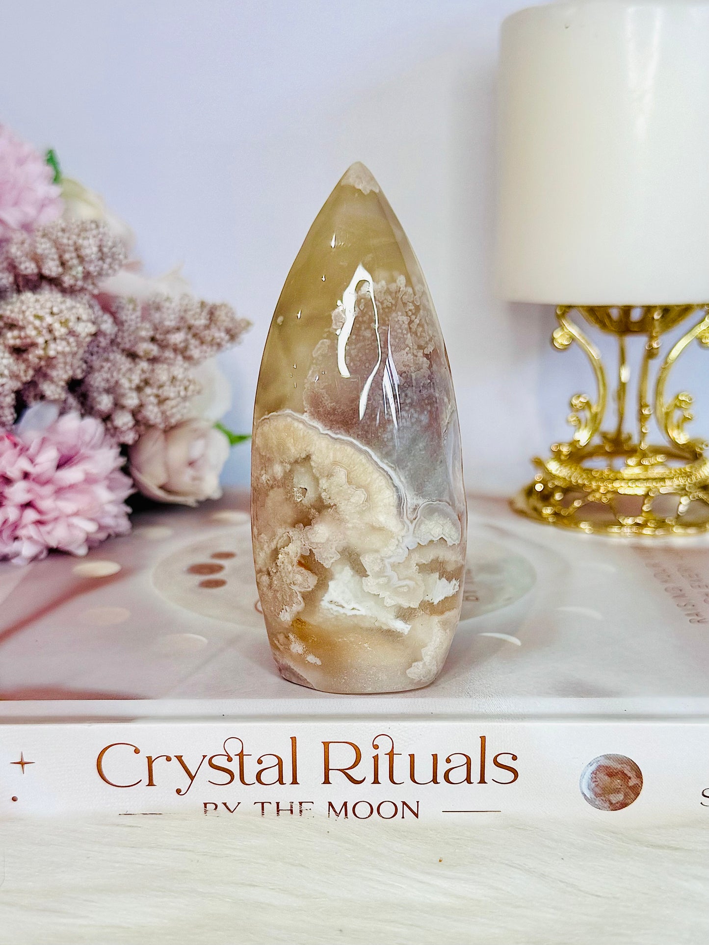 Flower Agate Carved Flame | Freeform 10cm