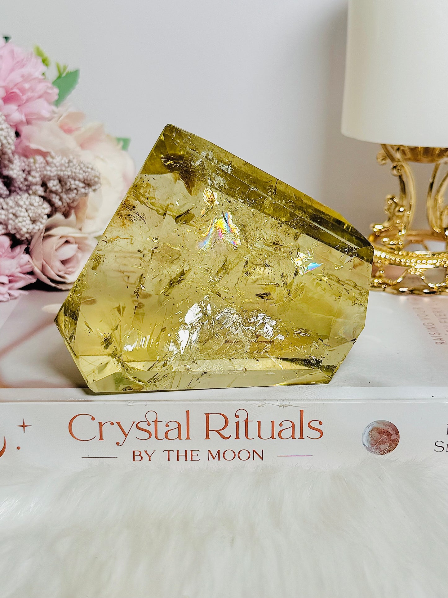 Spectacular Large 456gram 9cm Citrine Freeform with Rainbows