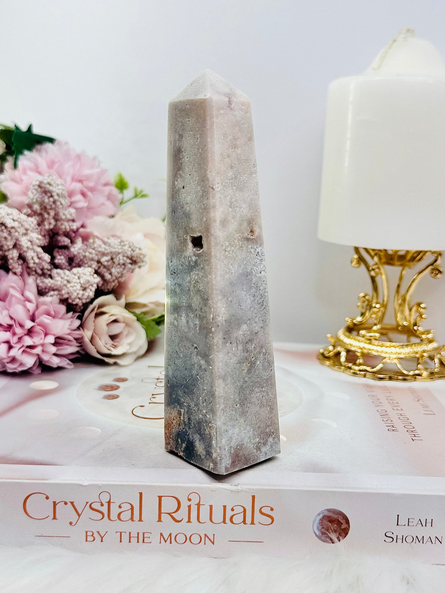 Pink Amethyst 13cm Druzy Obelisk Tower