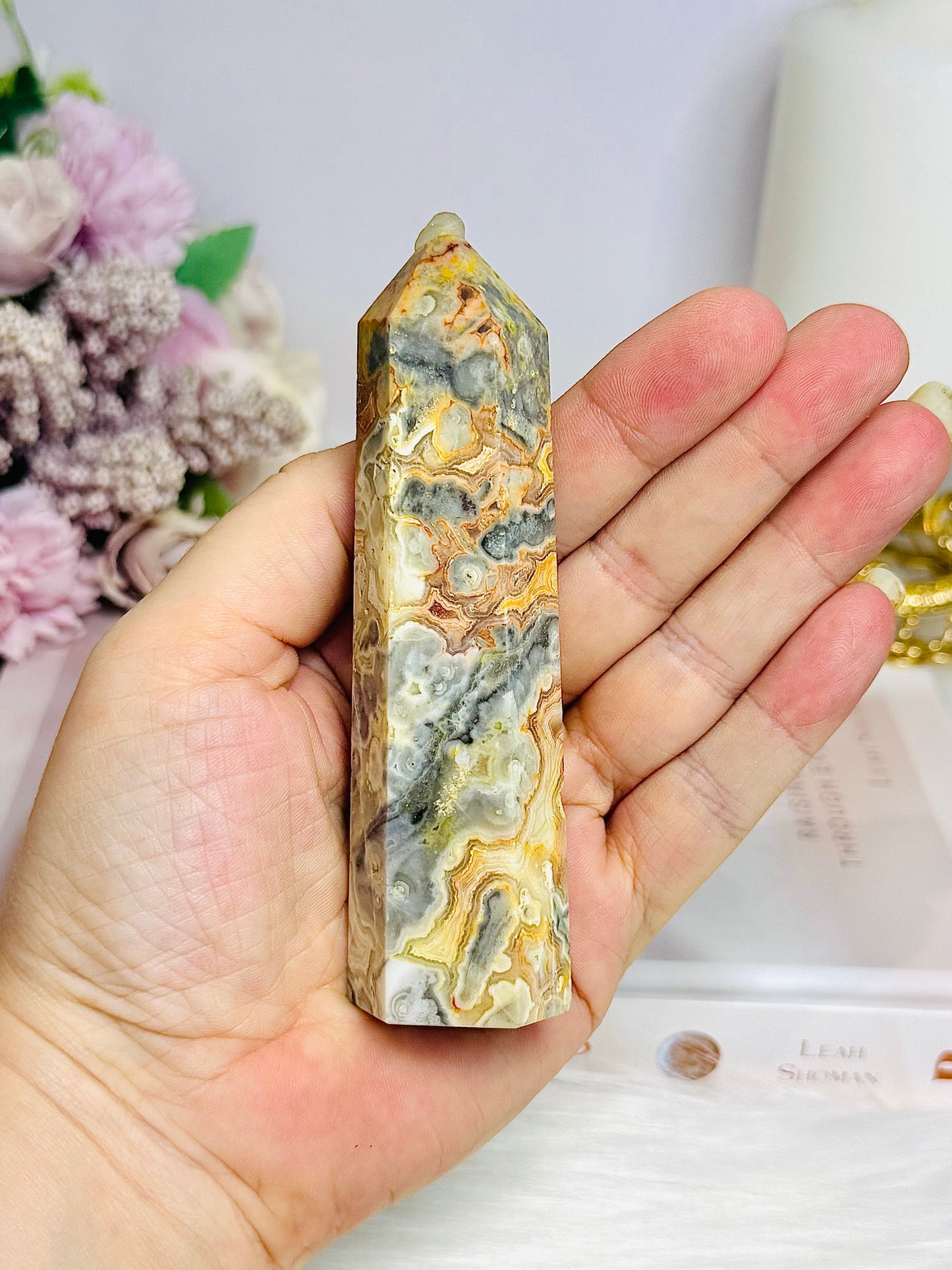 Crazy Lace Agate Tower 11cm