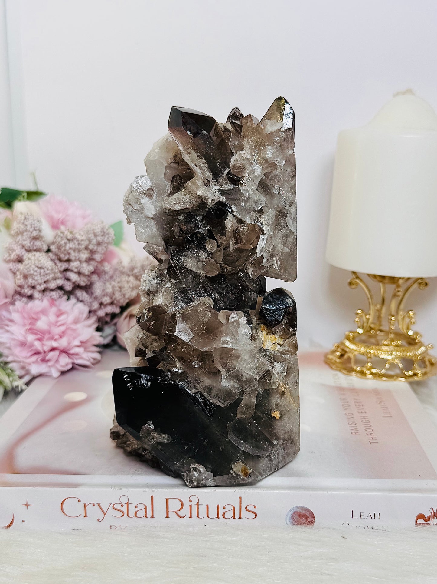 Smokey Quartz Cluster Tower 15cm 789g From Brazil