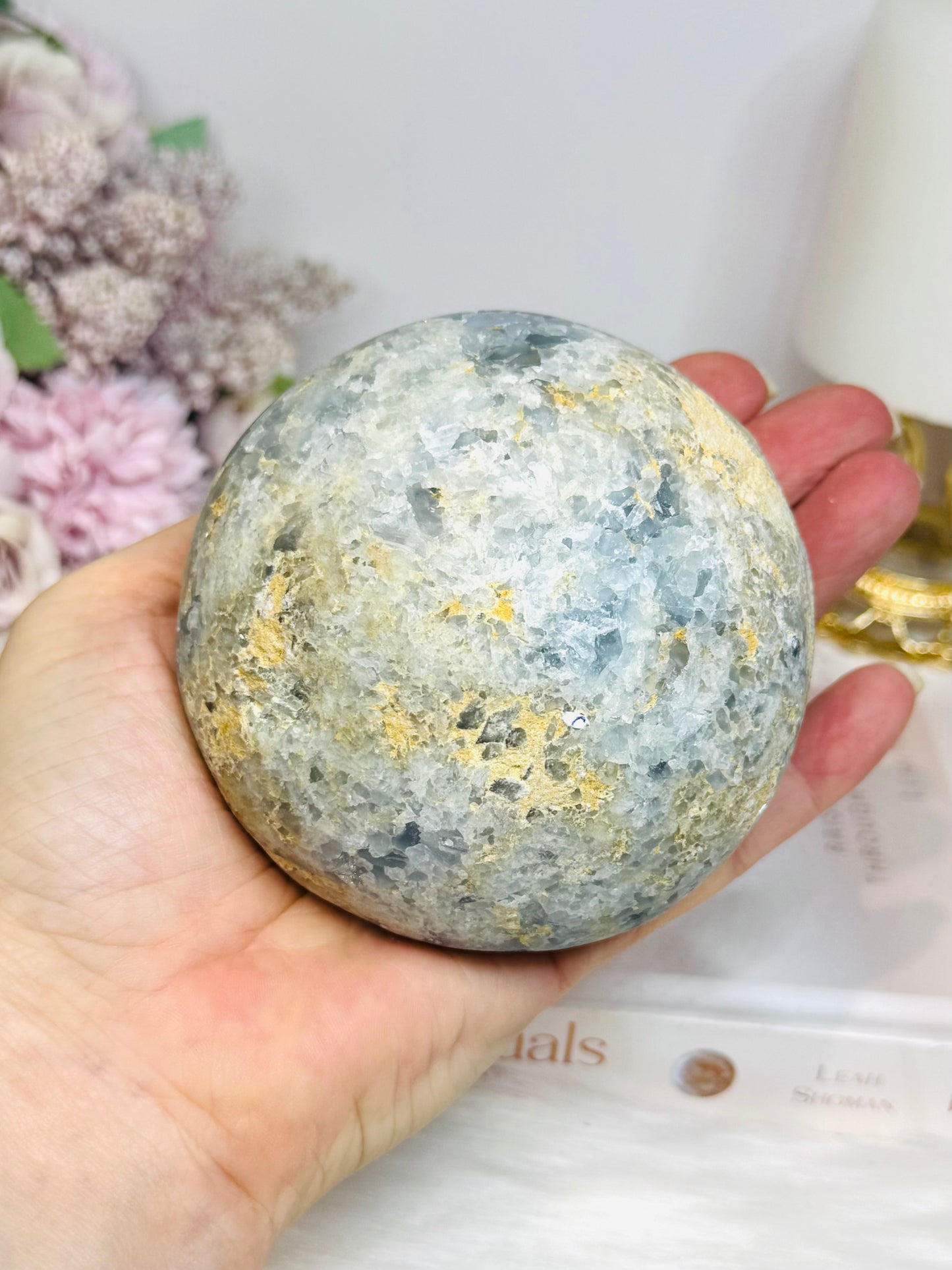Large Blue Celestite Cluster on Stand 758g