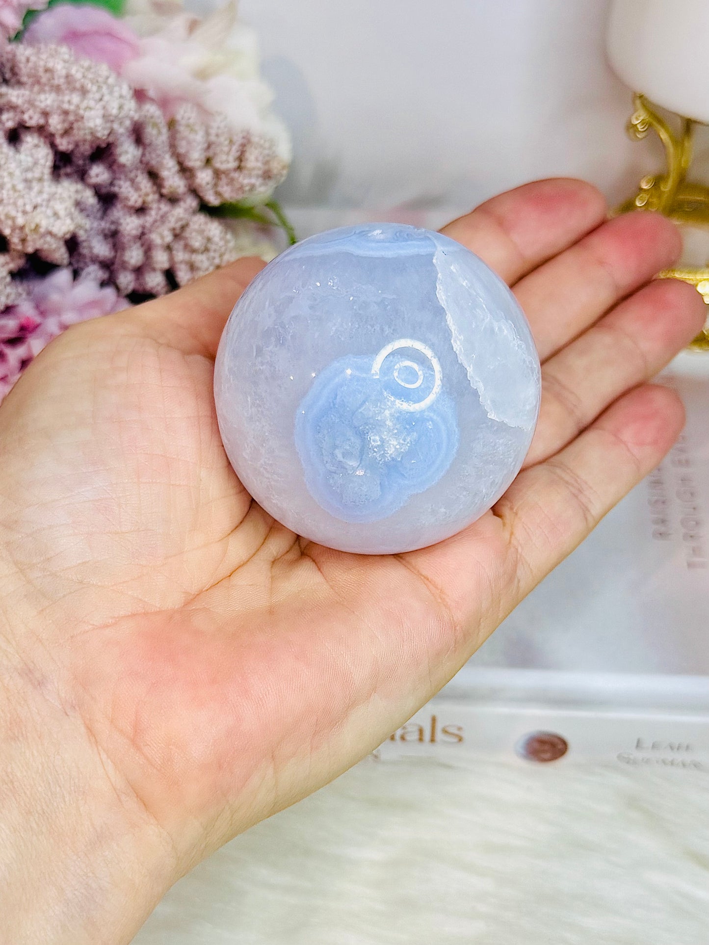 Druzy Blue Lace Agate Sphere On Stand 215grams