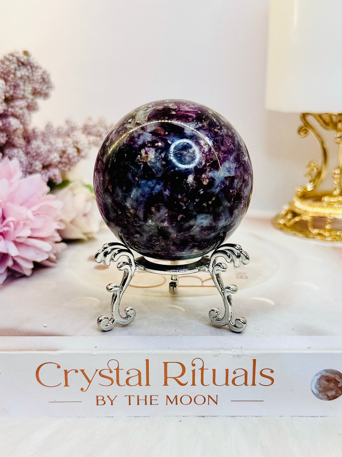 Sparkling 233gram Purple Mica Sphere On Stand