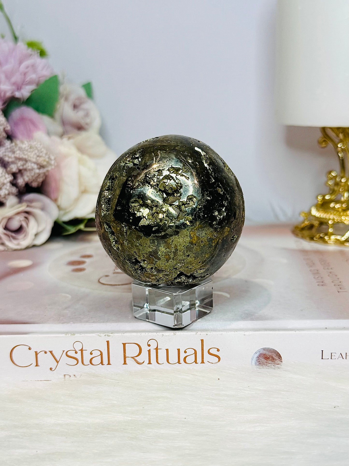 Druzy Pyrite Sphere on Stand 382g
