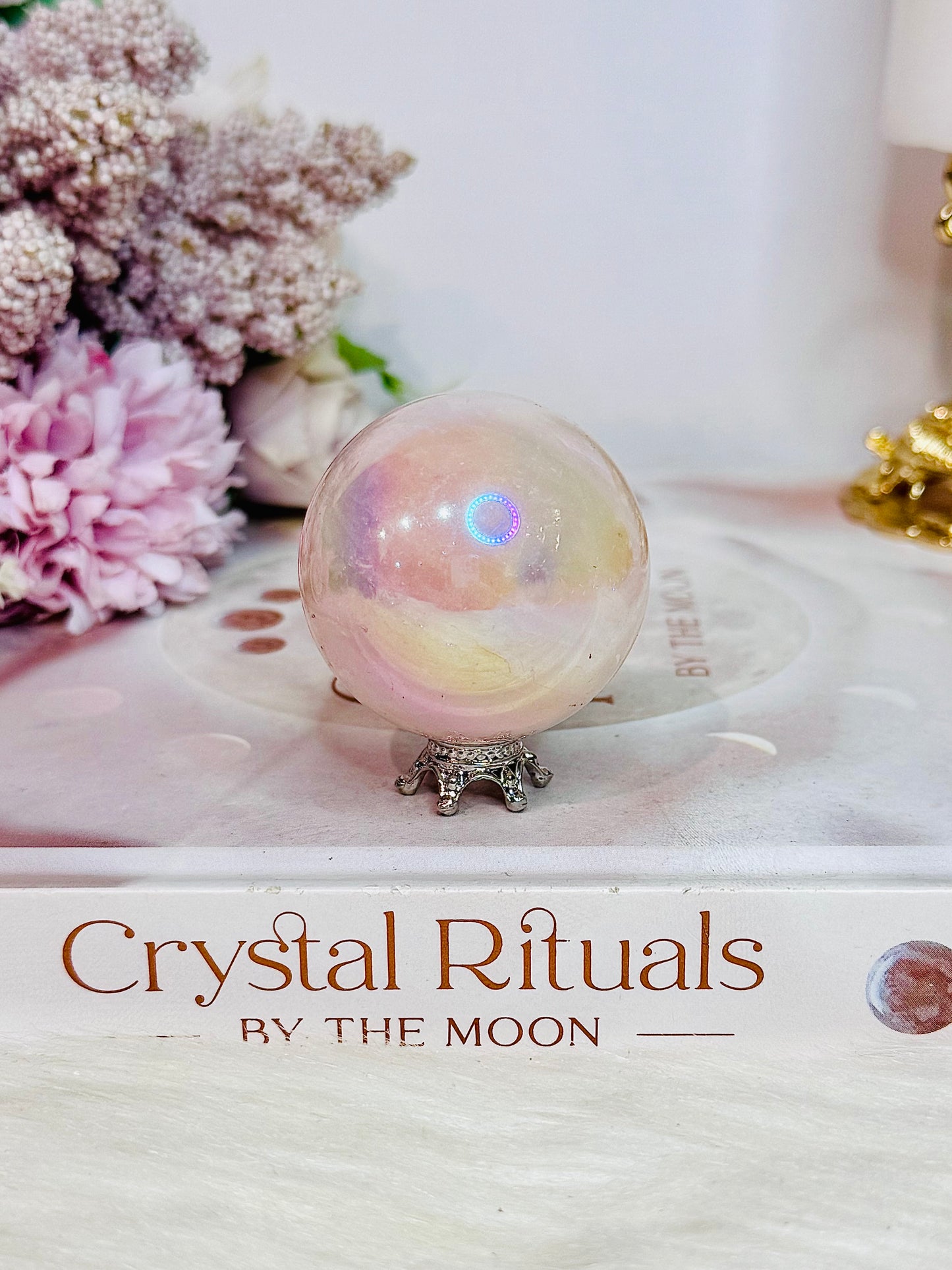 Angel Aura Rose Quartz Sphere on Stand 4.5cm
