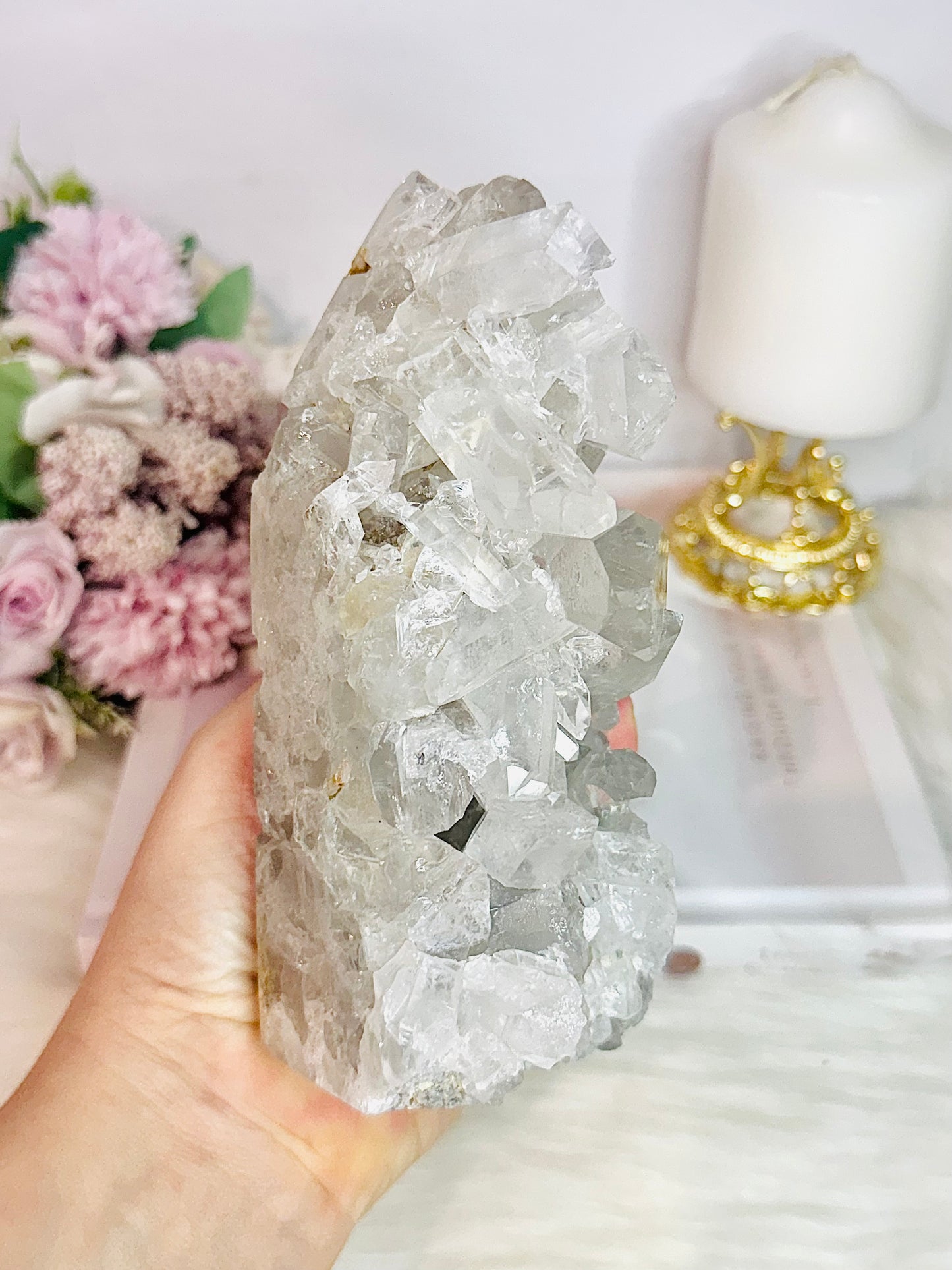 High Grade Clear Quartz Cluster Point Tower From Brazil 16cm 994grams