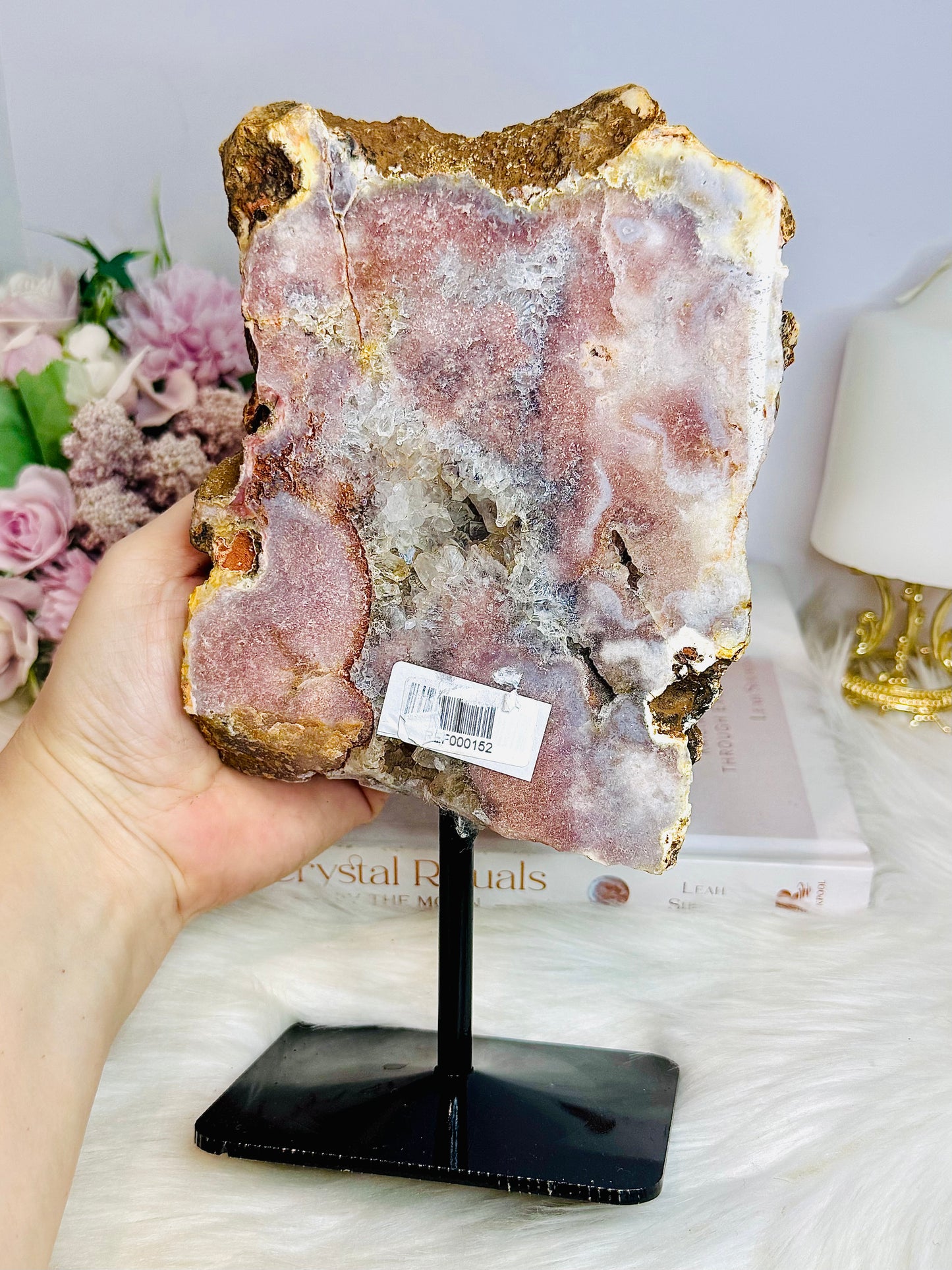 Large Druzy Pink Amethyst Chunky Slab on Stand 23cm 1.3KG