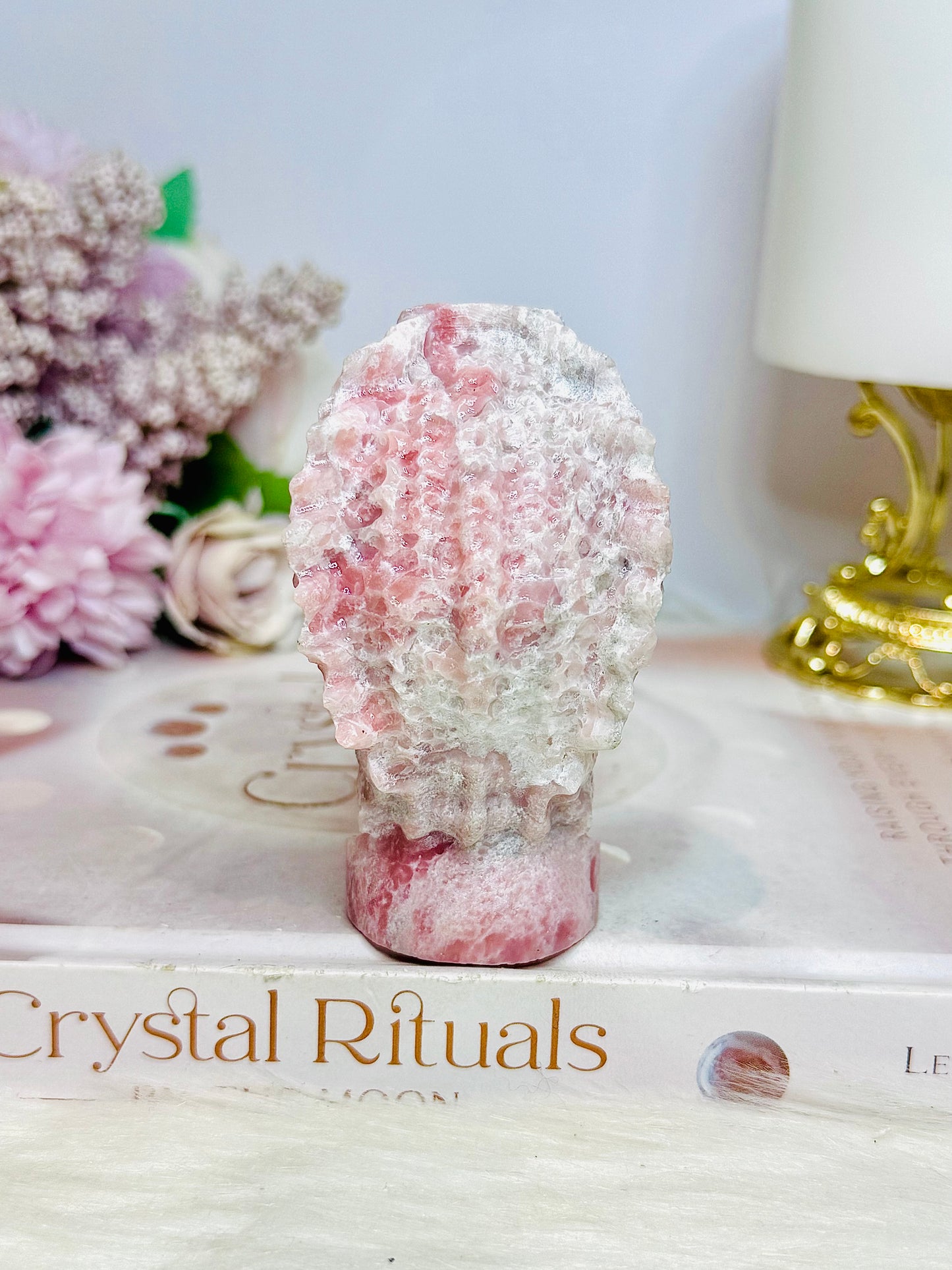 Pink Opal Carved Indian Head 8cm