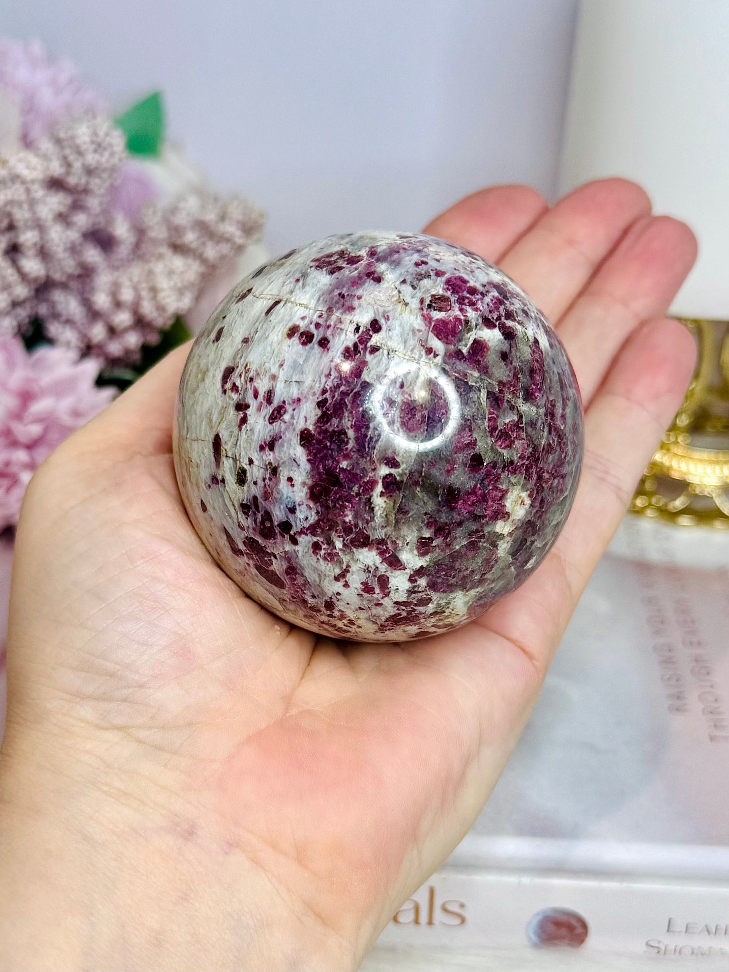 Pink Tourmaline Large Sphere On Stand 386g