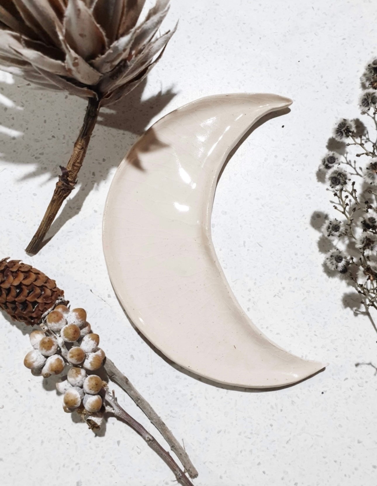 Gorgeous Large 16cm Handmade Ceramic Moon Plate By Florence and Folk