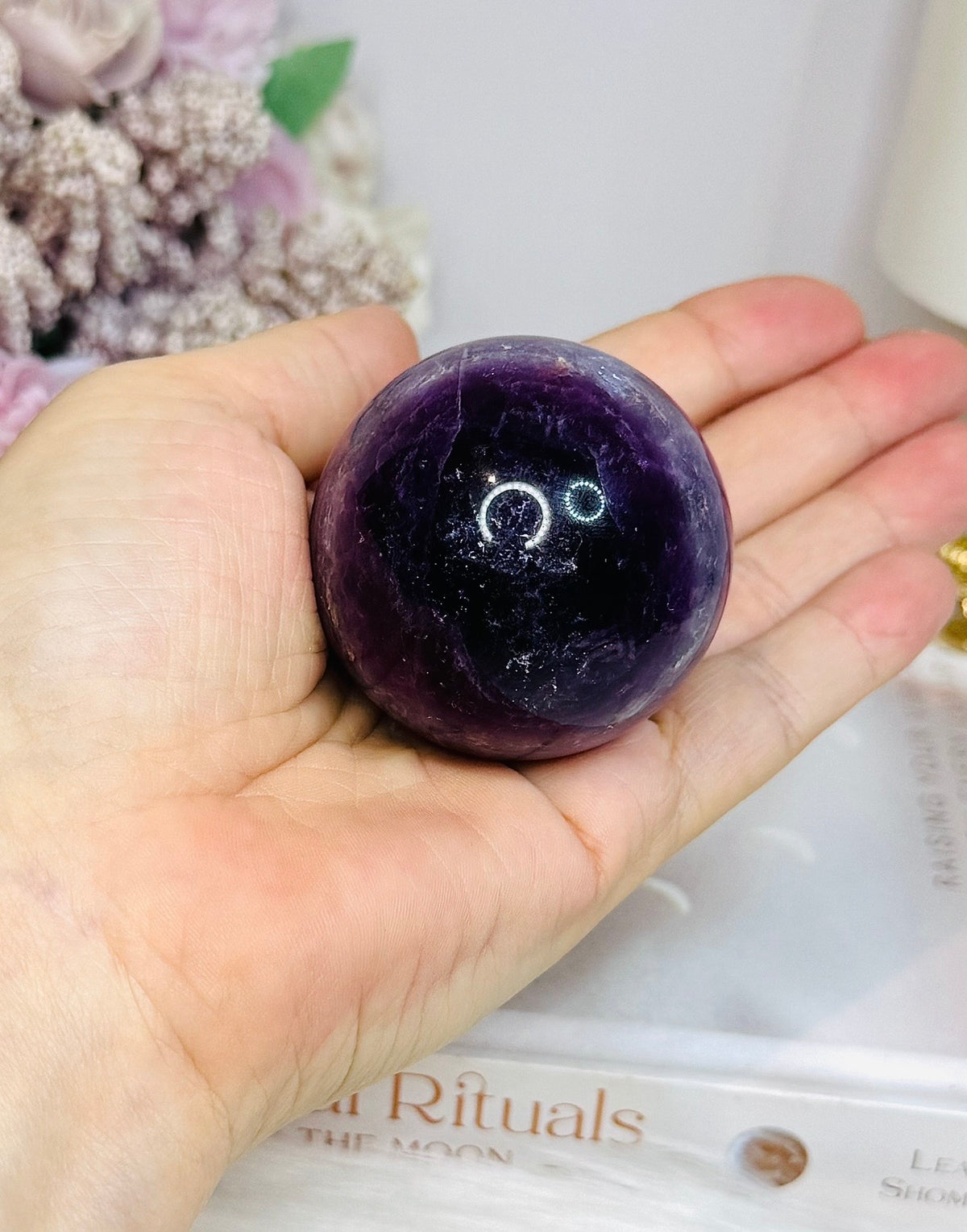 High Grade Purple Fluorite Sphere on Stand 203g