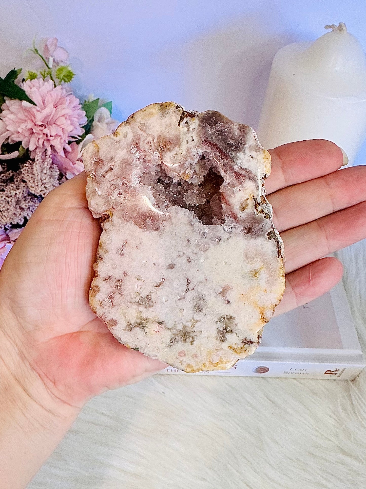 Chunky 10cm Thick Druzy Pink Amethyst Slab From Brazil