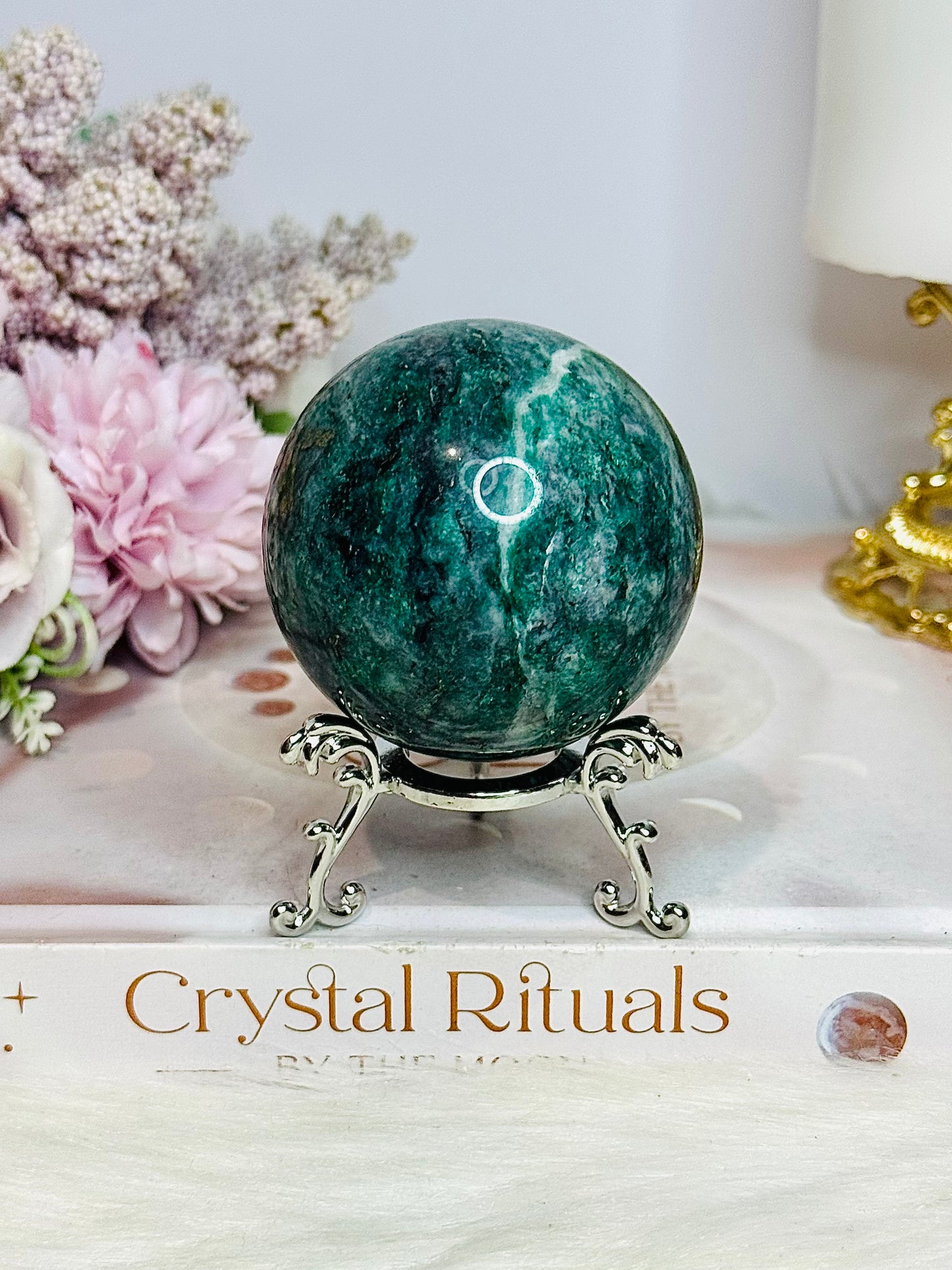 Natural Emerald with Pyrite Sphere on Stand 253g