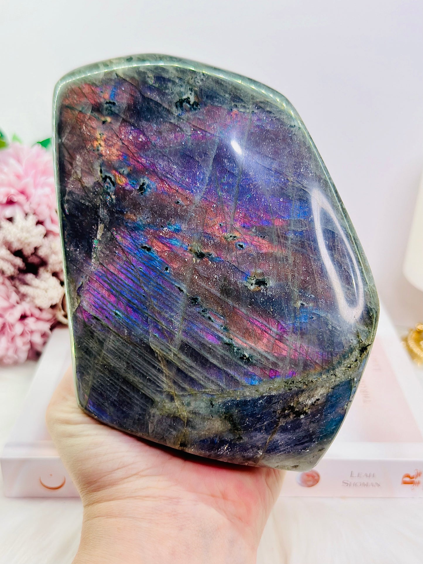 Fabulous Huge Labradorite Freeform 1.79KG with Hot Pink & Purple Flash