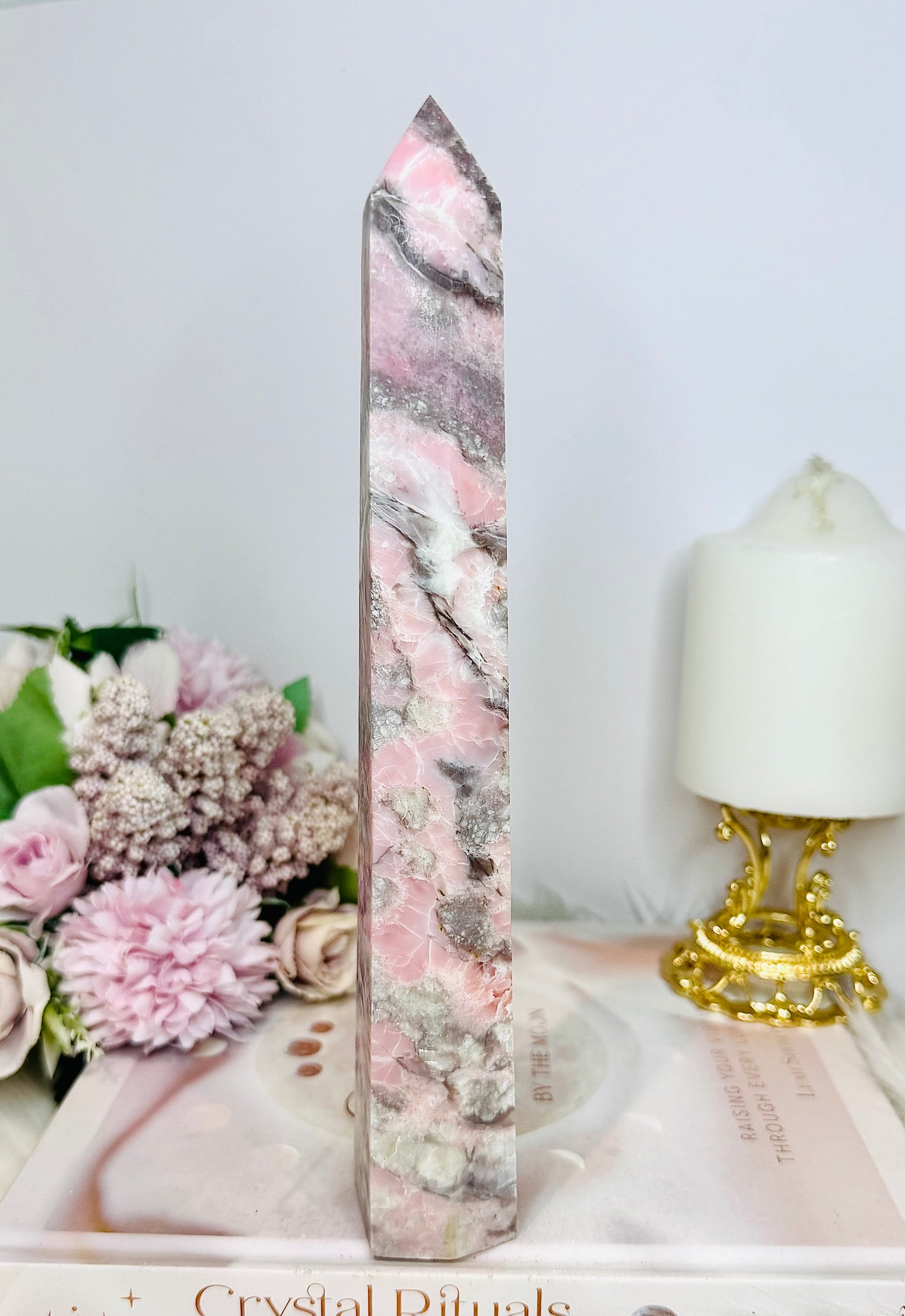 Natural Pink Opal Tall Tower 22.5cm