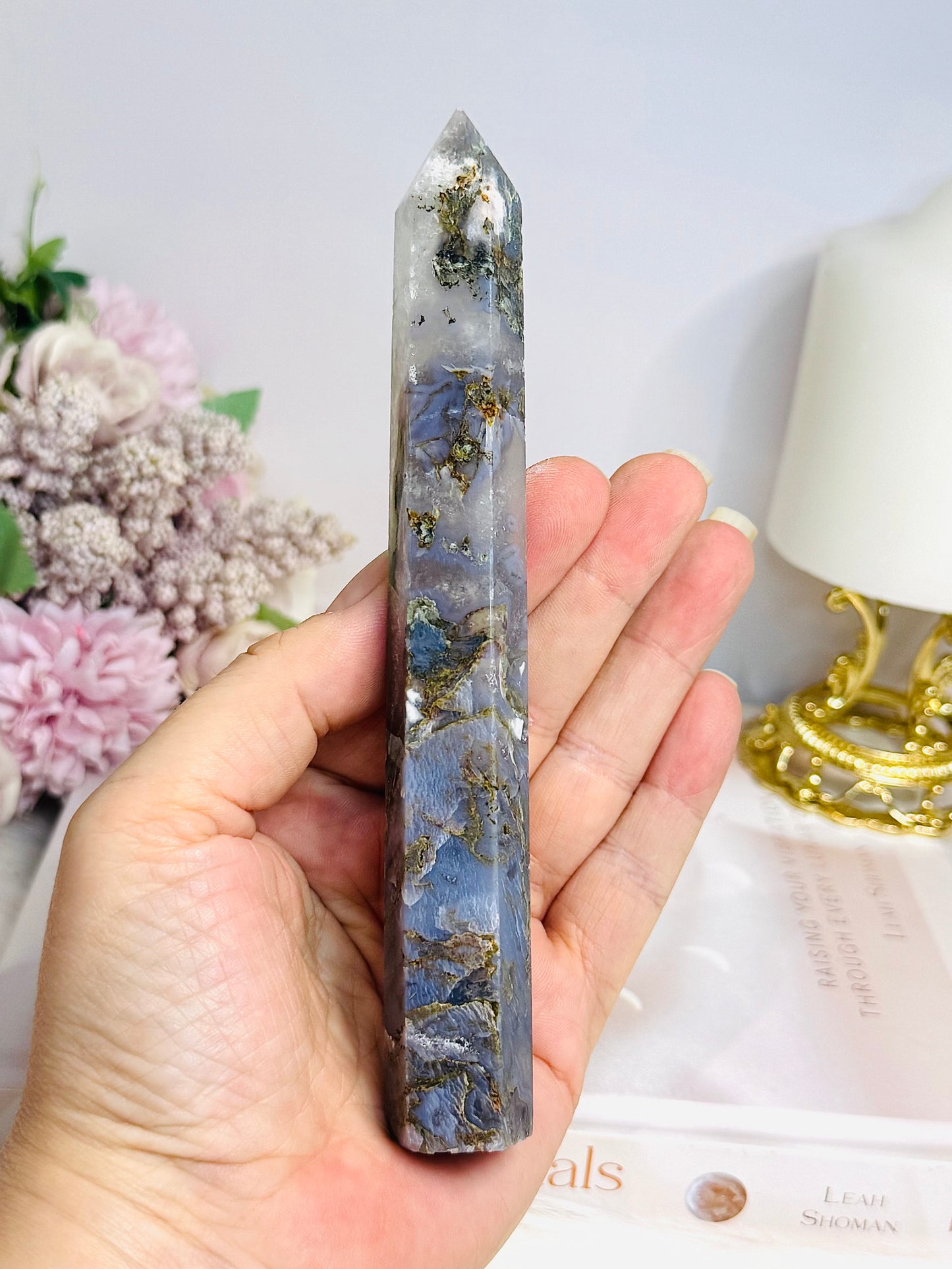 Moss Agate Tower 16cm