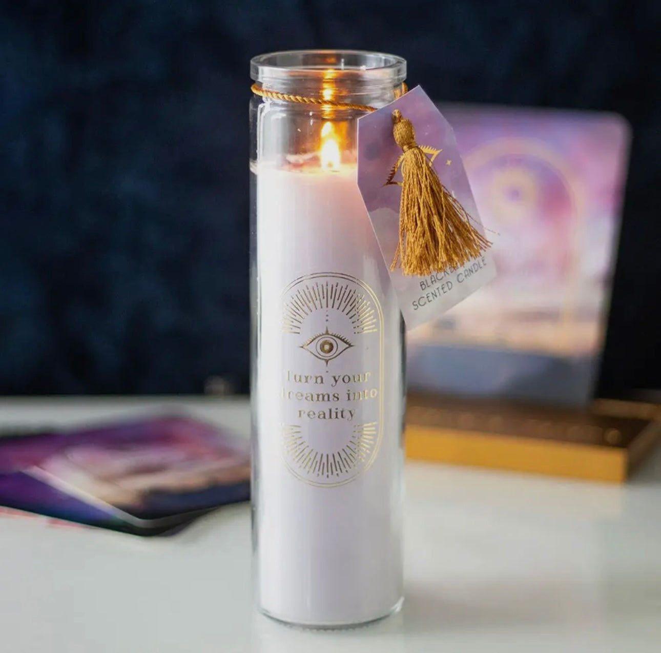 Amethyst Tube Crystal Candle Blackberry 21cm