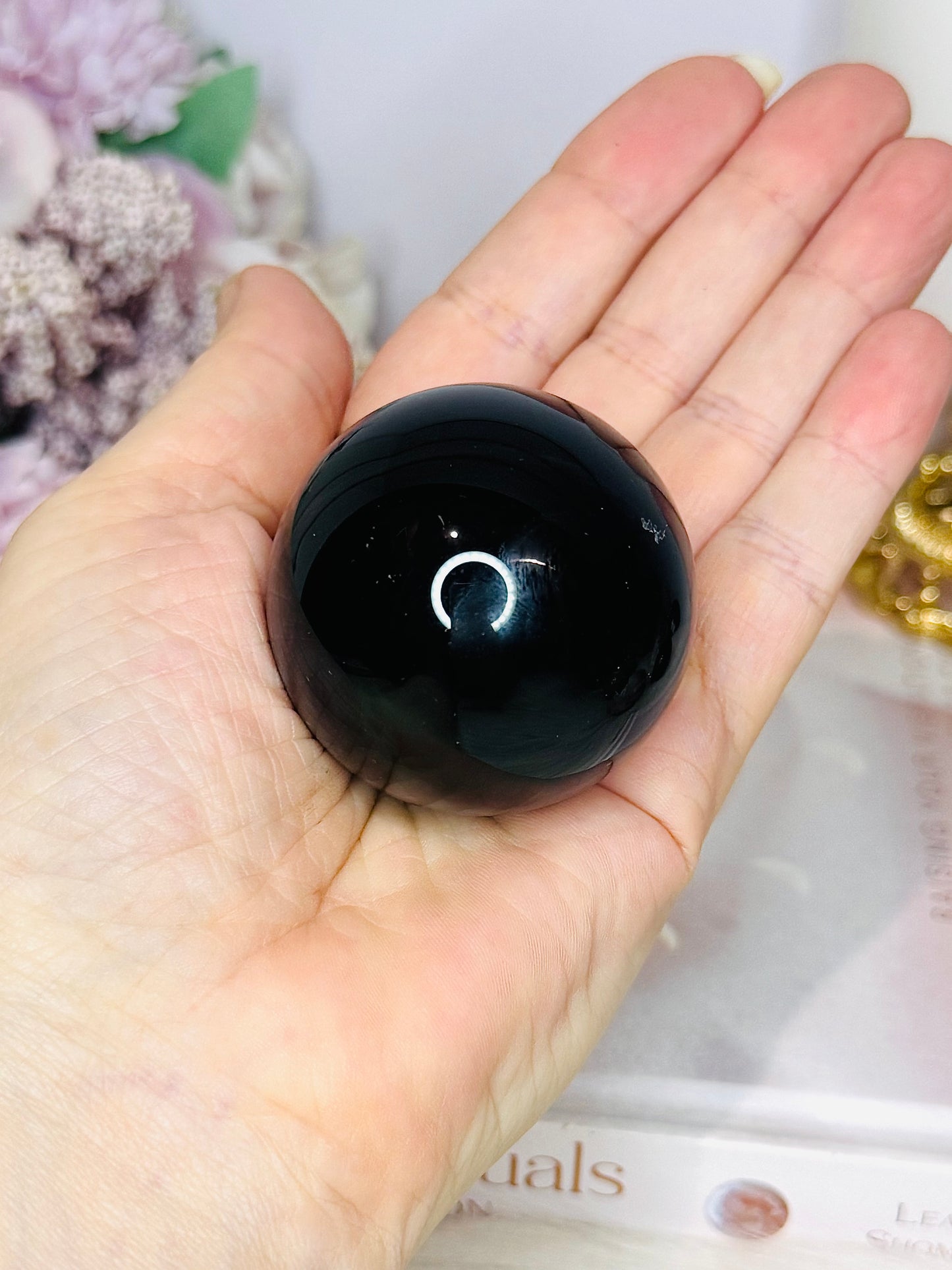 Black Obsidian Sphere on Stand 135g