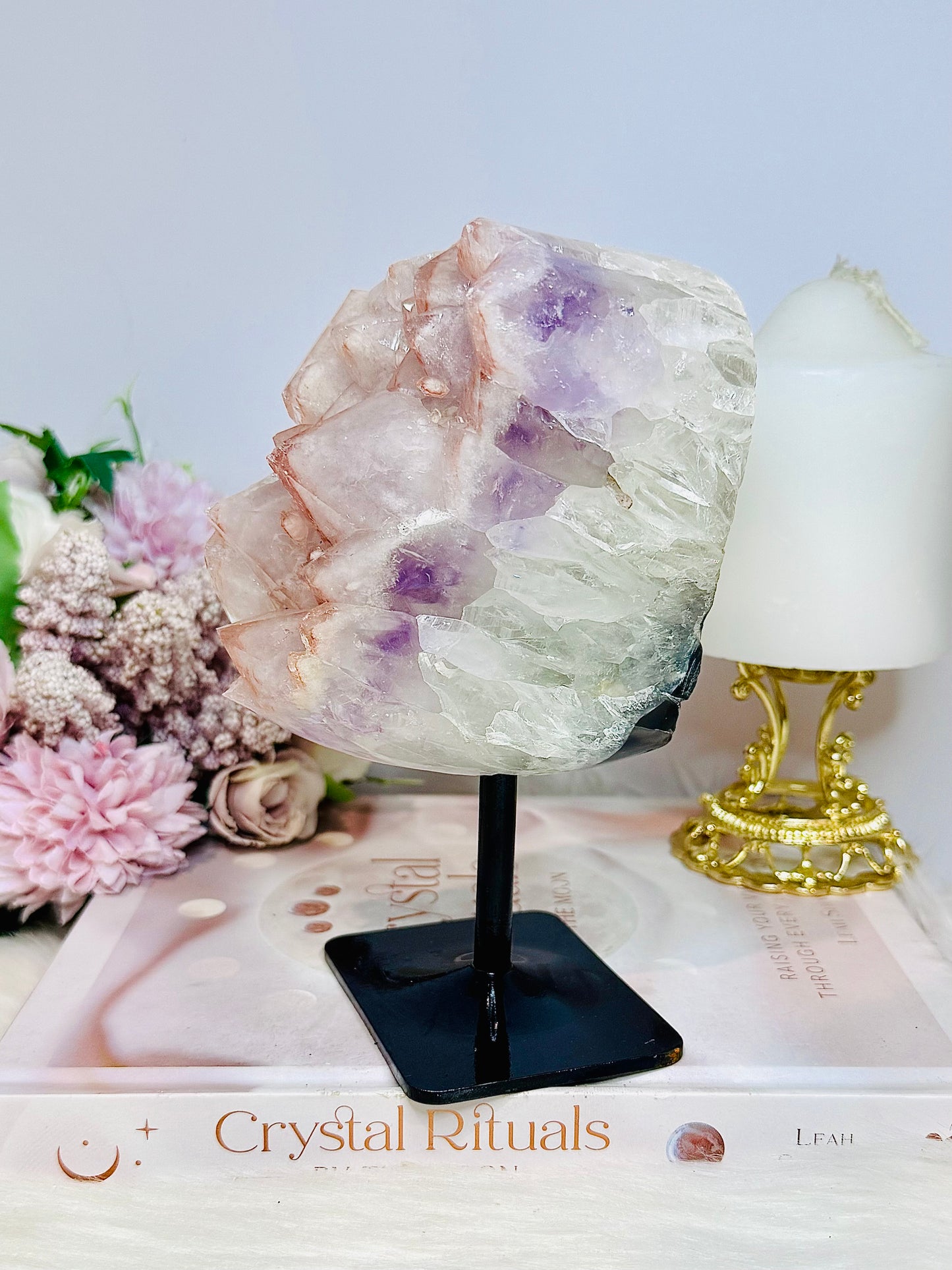 Rare Colour Large Amethyst Natural Freeform Cluster on Stand 17cm 1.12KG