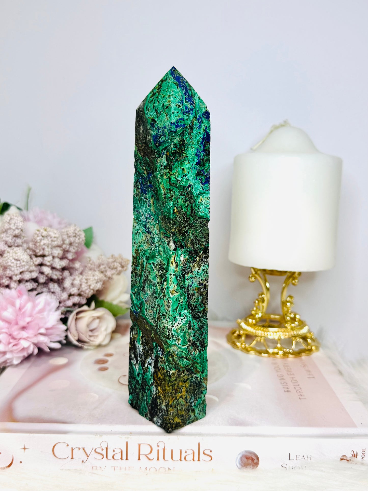 Large Azurite Malachite Stone Tower 18cm
