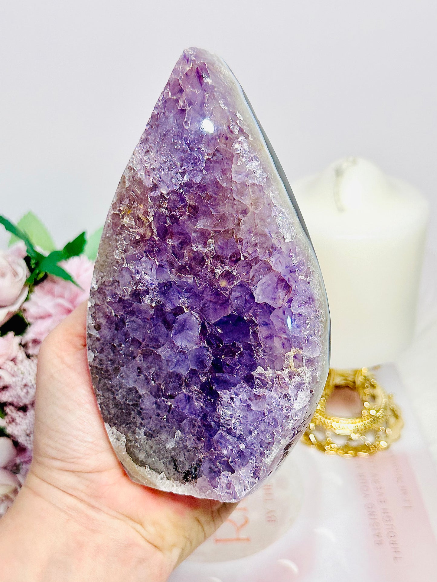 Luxury & Class!! Large Amethyst Carved & Polished Teardrop | Flame 637grams 16cm of Beauty