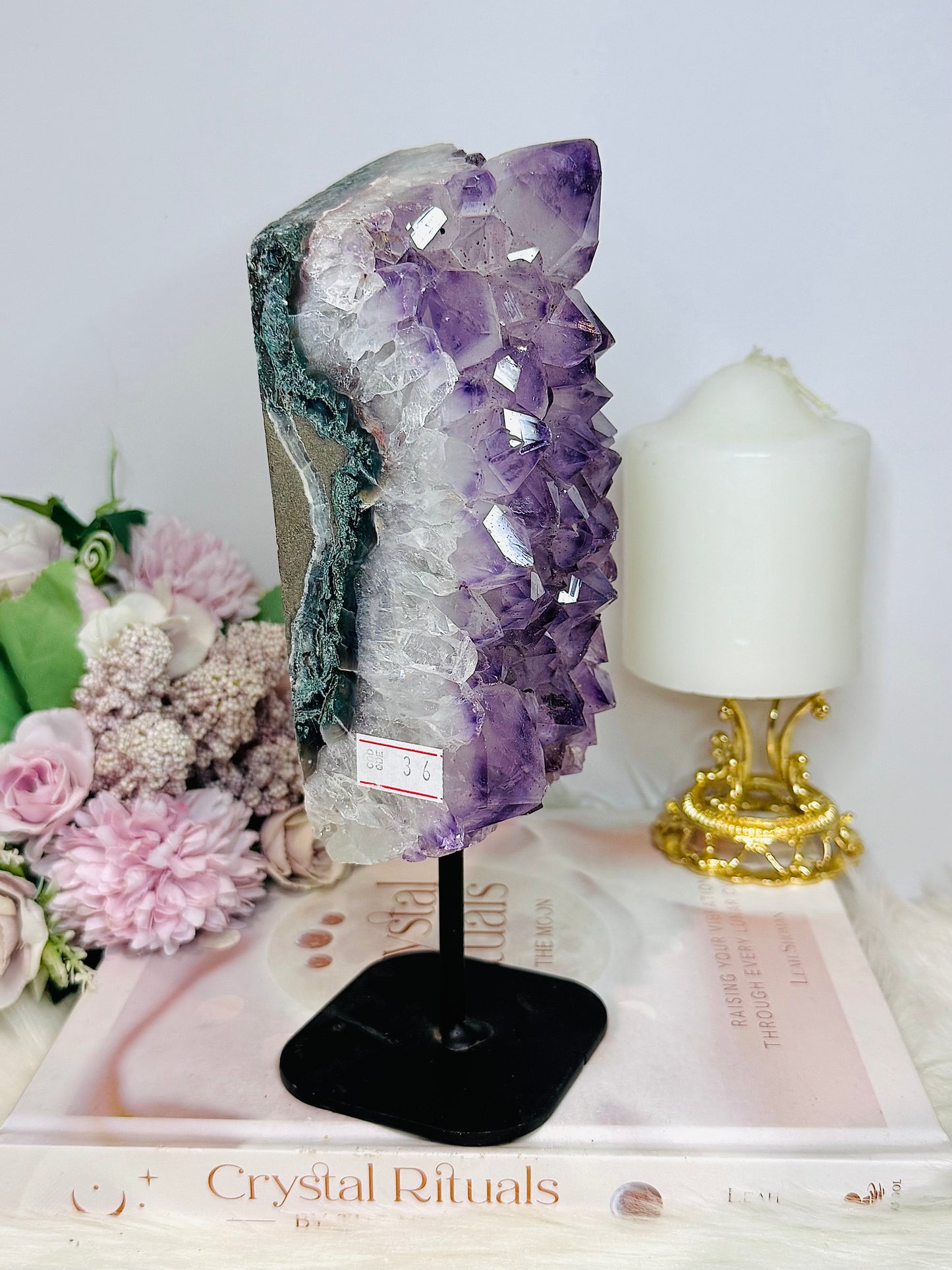 Large 1.4KG 22cm High Grade Chunky Amethyst Cluster On Stand