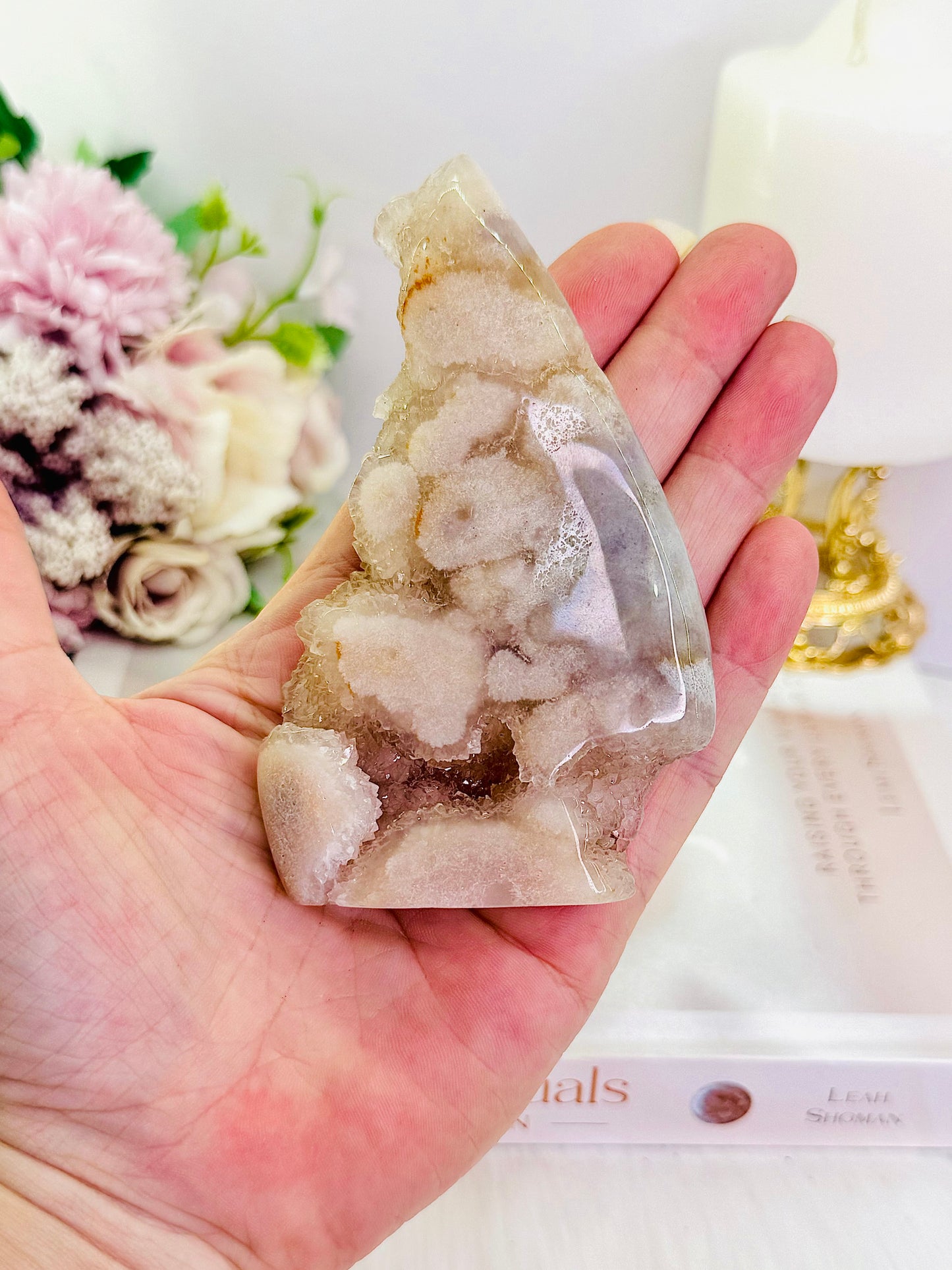 Beautiful Druzy Flower Agate Carved Flame | Freeform From Madagascar