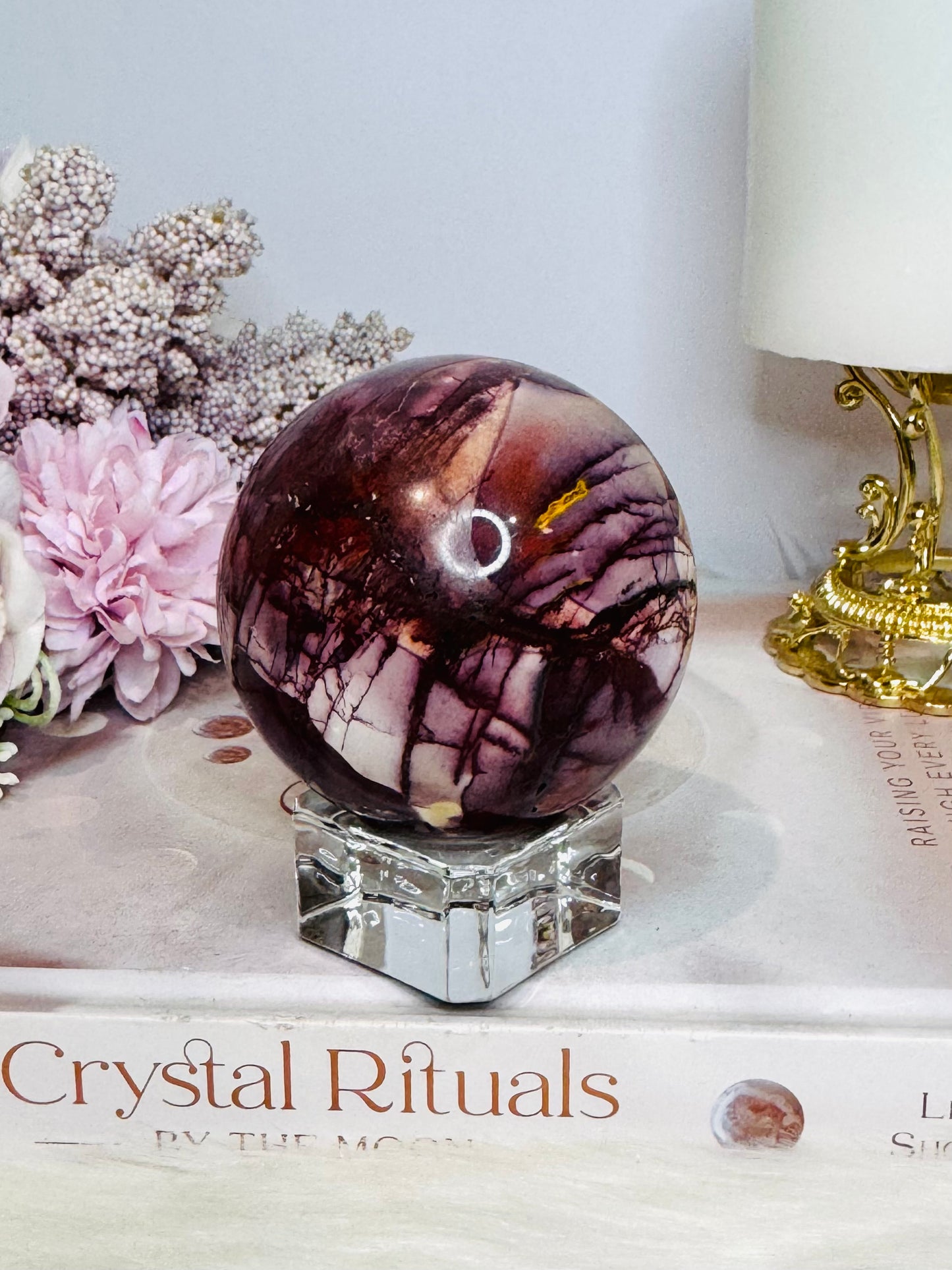 High Grade Mookaite Jasper Sphere on Stand 7cm