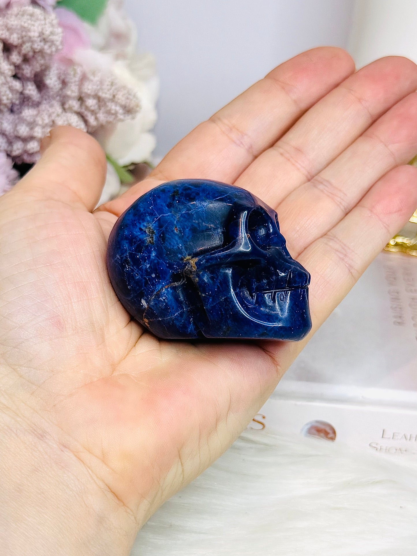 High Grade Blue Sodalite Carved Skull 6cm
