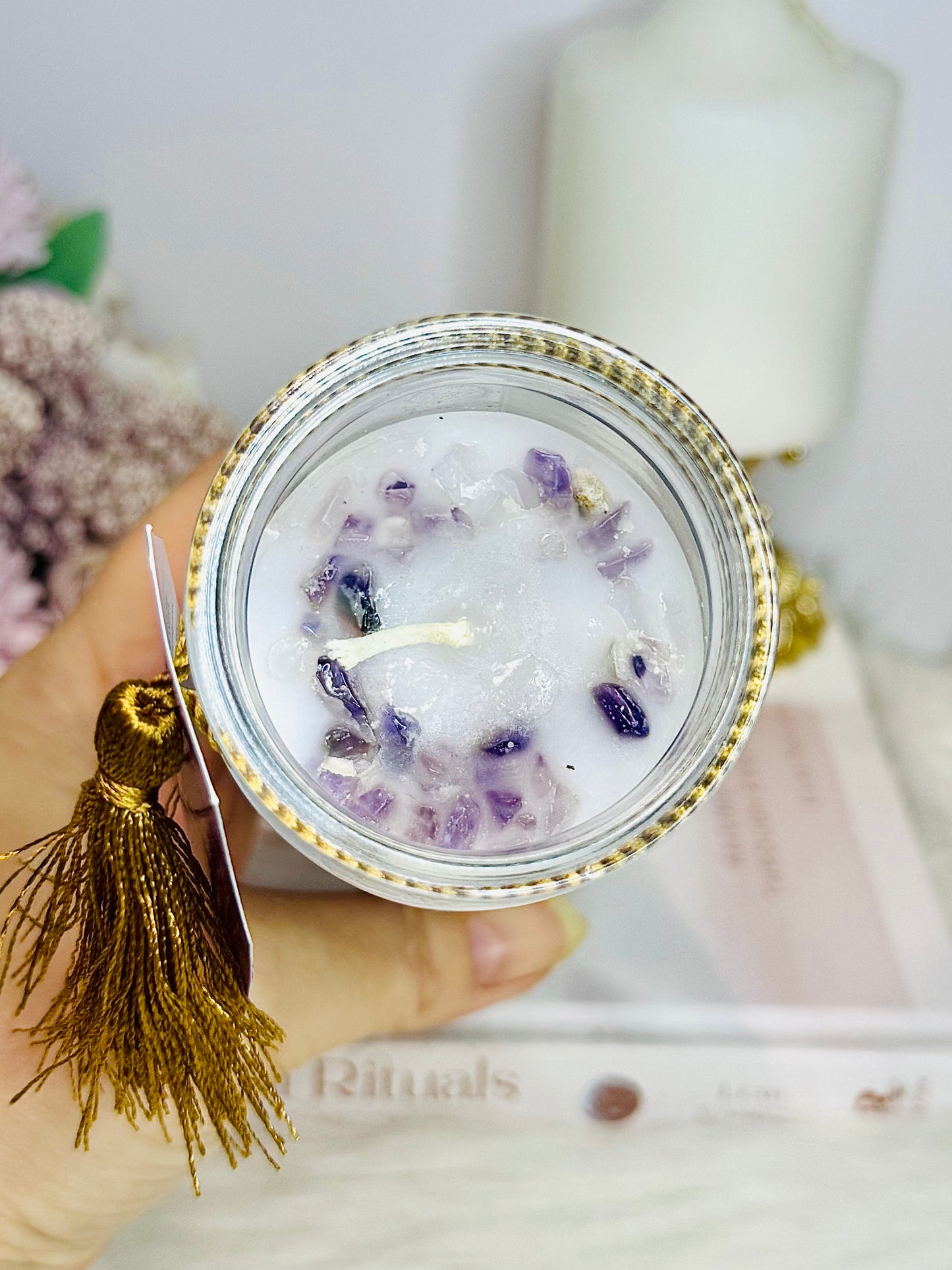 Amethyst Tube Crystal Candle Blackberry 21cm