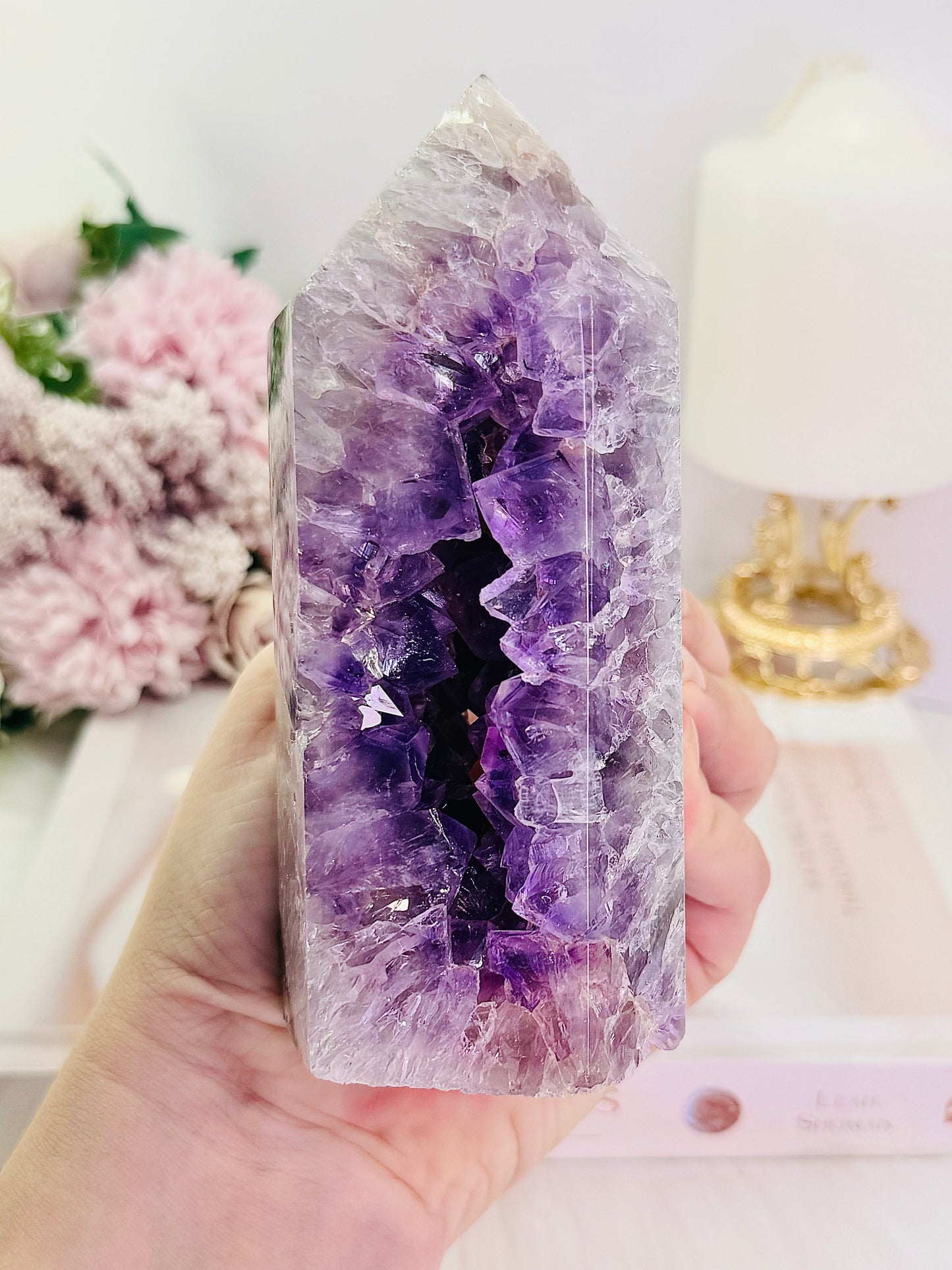 High Grade, Classy & Fabulous Large 14cm Chunky 643gram Druzy Amethyst Tower From Brazil