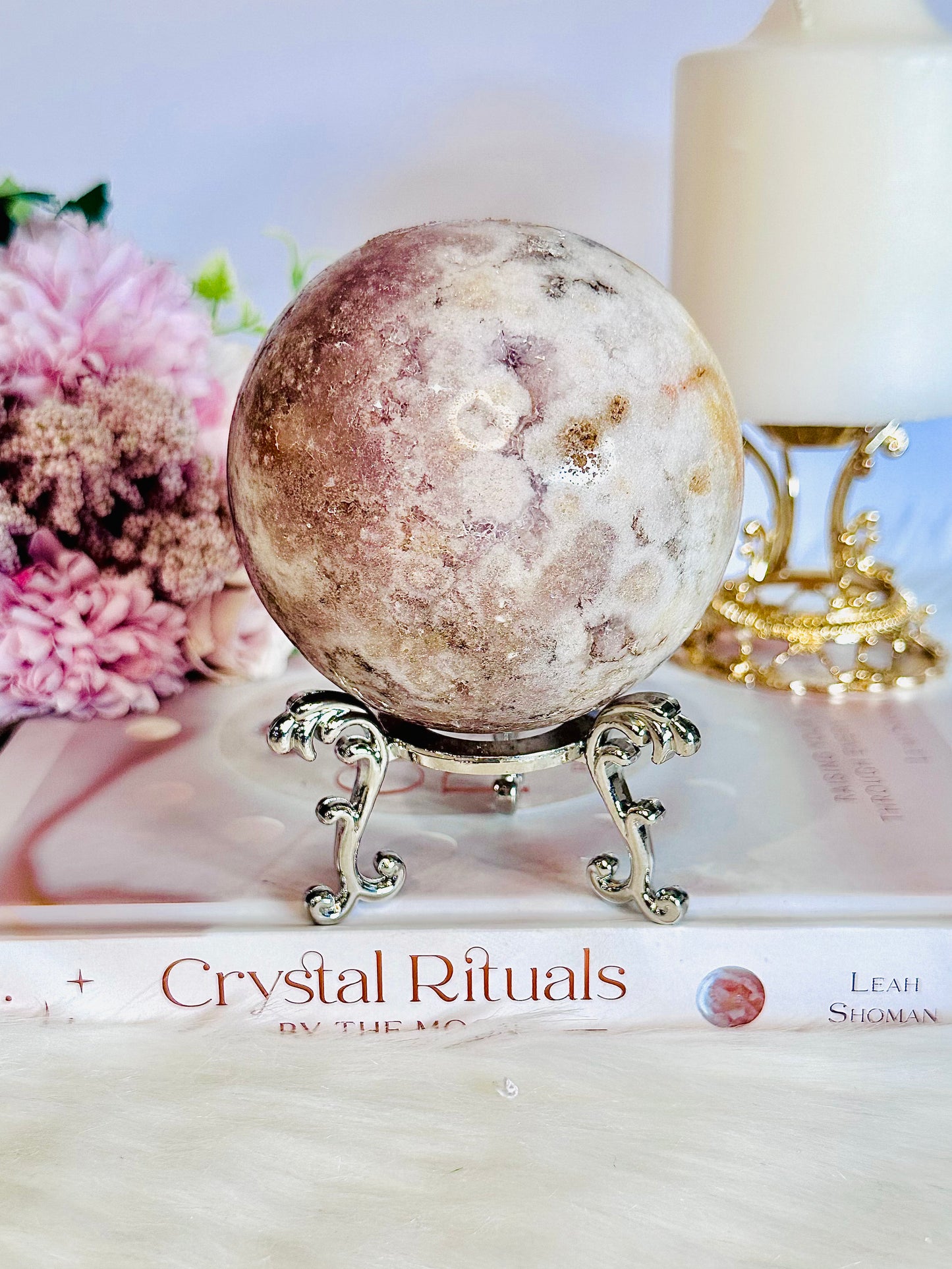 She Is Mesmerising!!! Classy & Fabulous 672gram Druzy Pink Amethyst Sphere On Stand From Brazil
