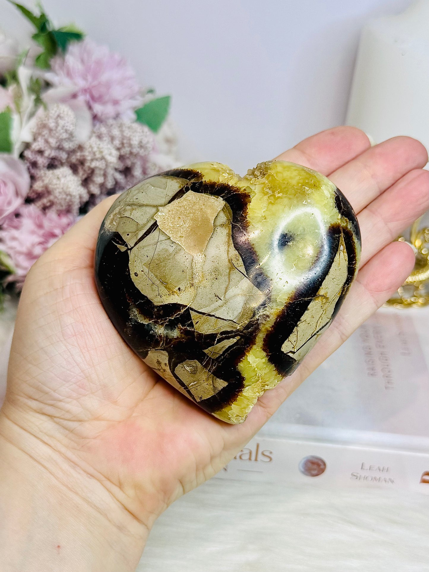 Large Septarian Druzy Sphere on Stand 373g